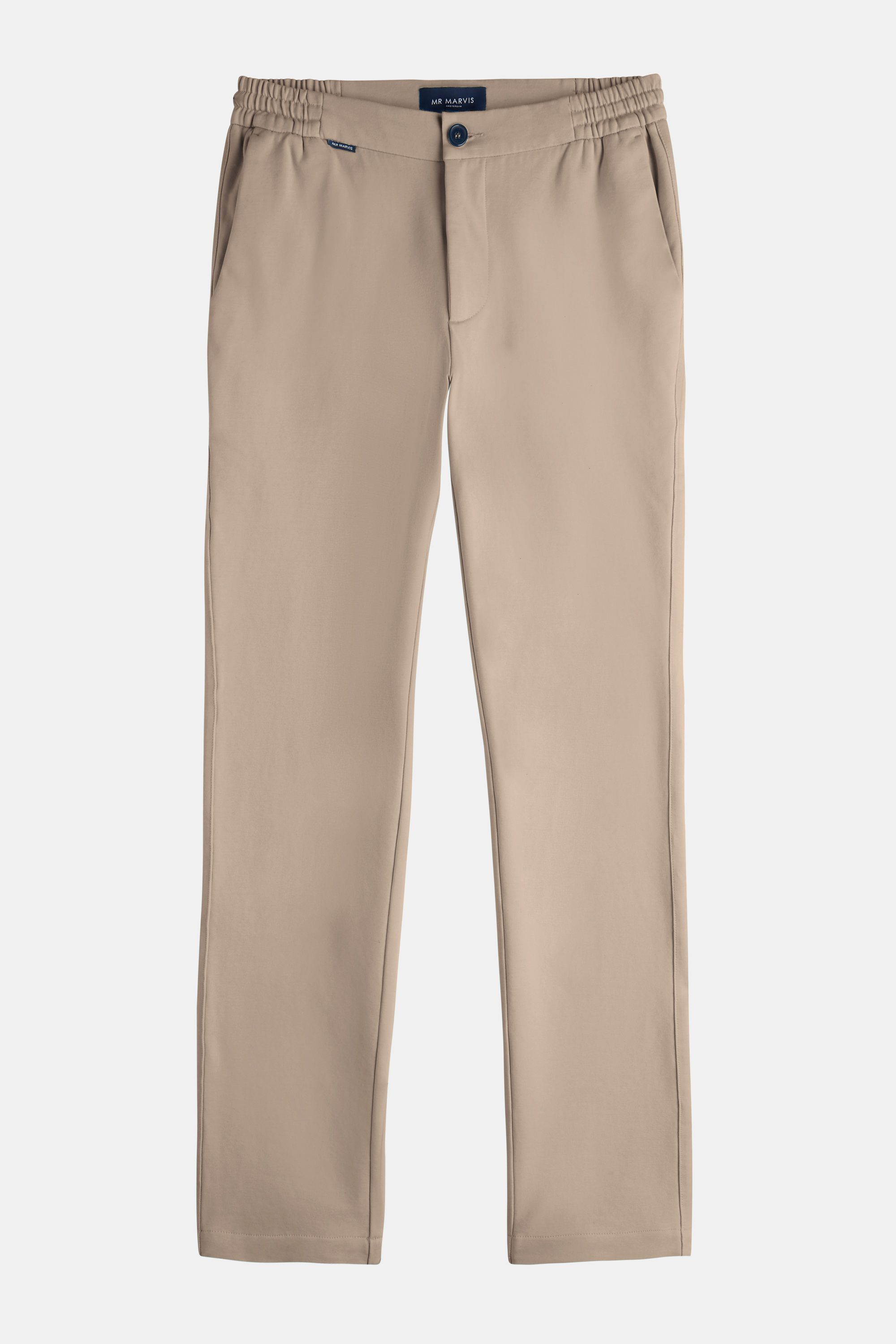 Heren stretch en zachte broek met regular fit in donker zand