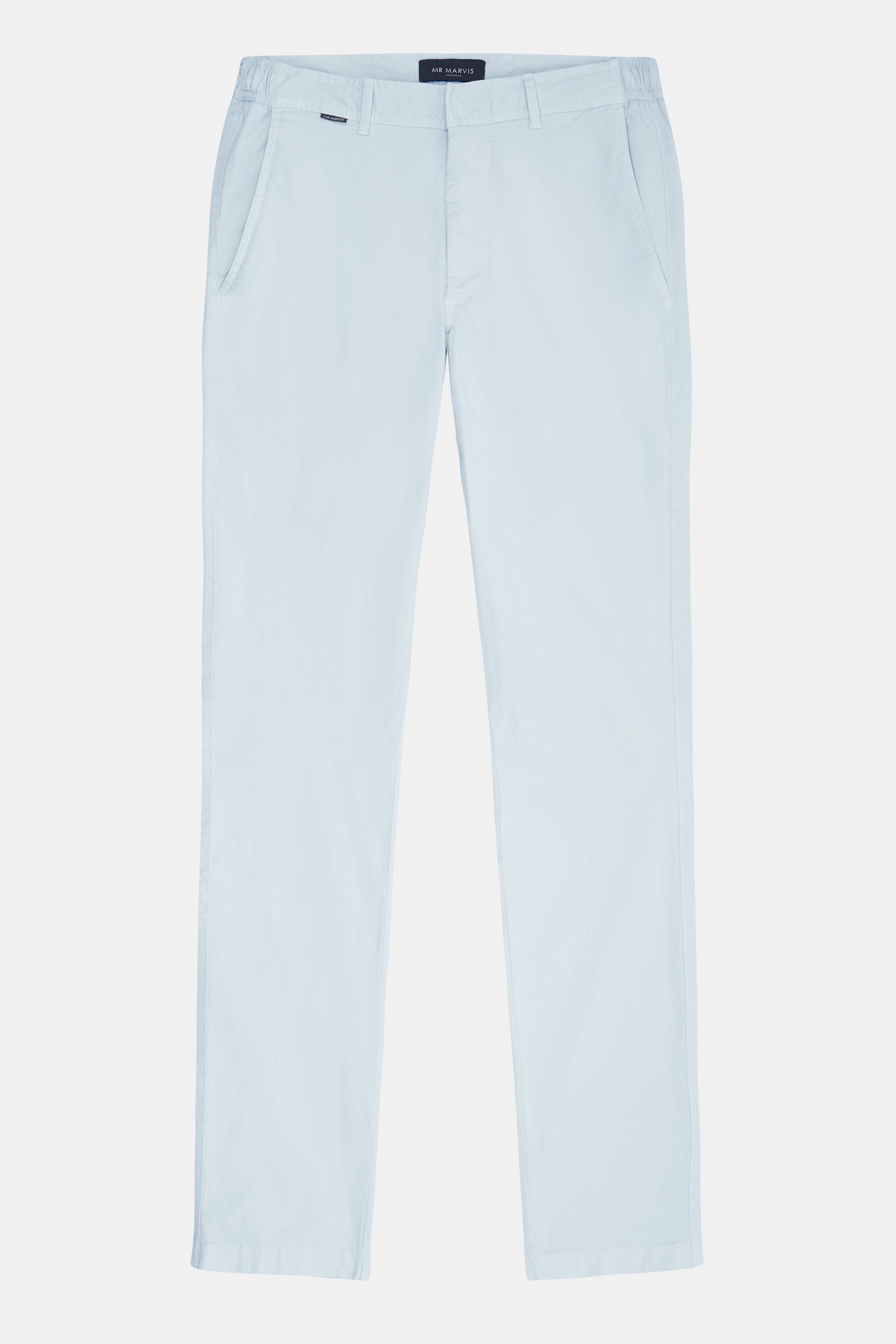 Mens stretch chinos with tailored fit in light blue