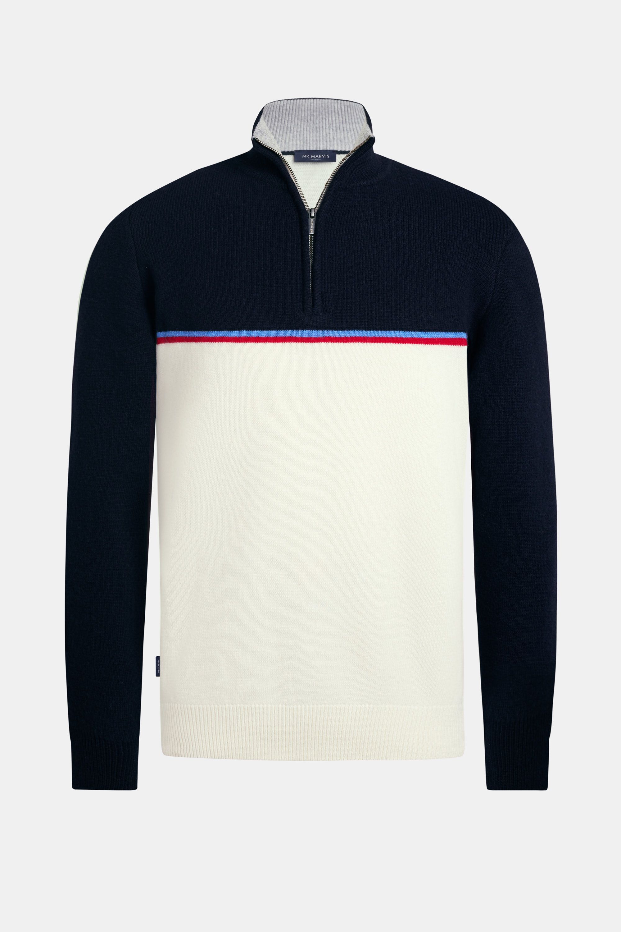 Męski retro sweter z półzamkiem w wielokolorowej wersji