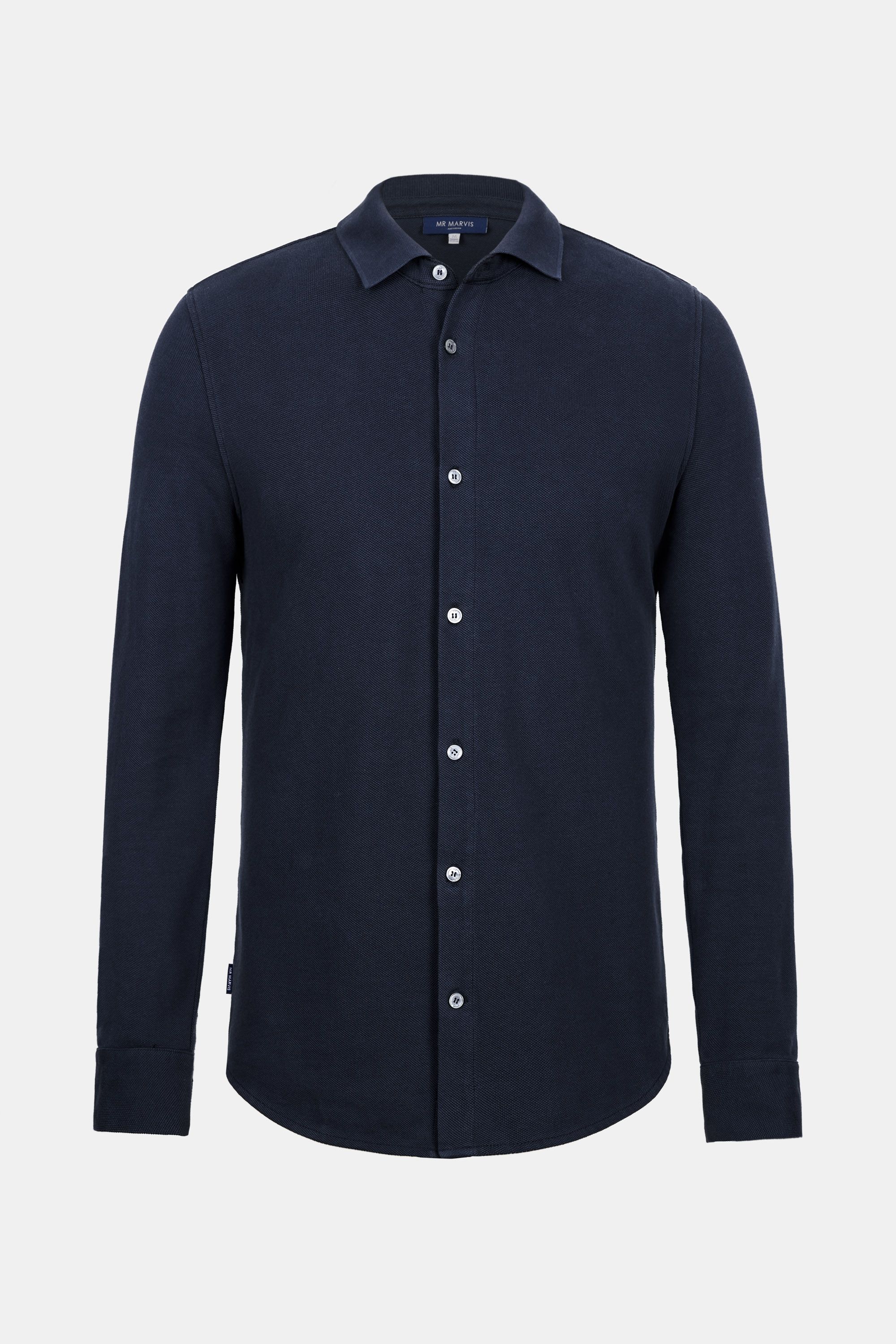 Mens piqué shirt with regular fit in dark blue