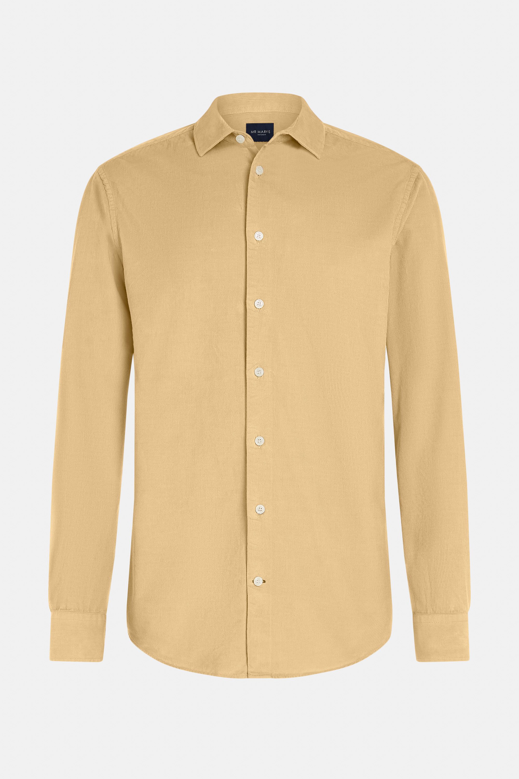 Mens corduroy shirt with regular fit in soft ochre yellow