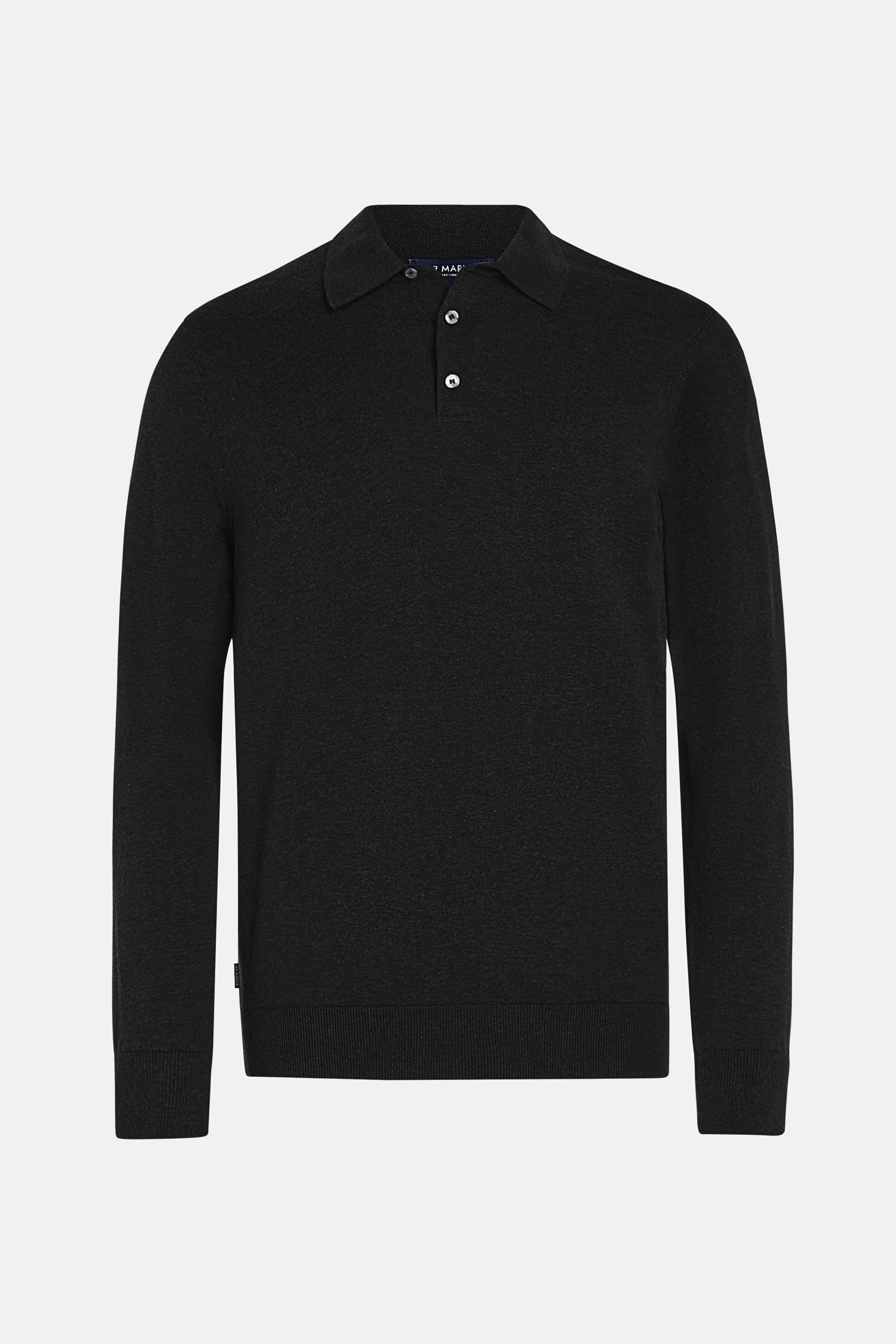 Mens long-sleeve polo in black