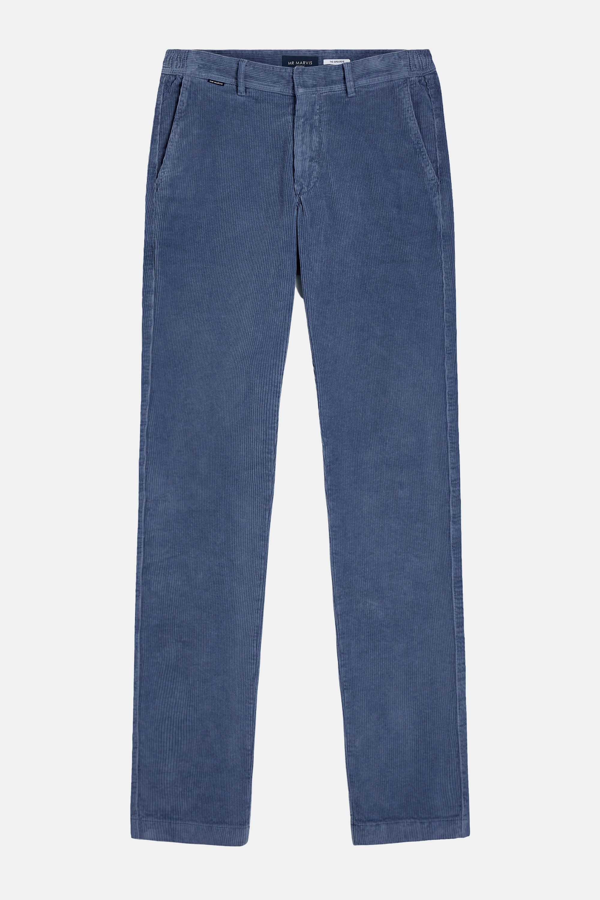 Heren corduroy broek met regular fit in blauw