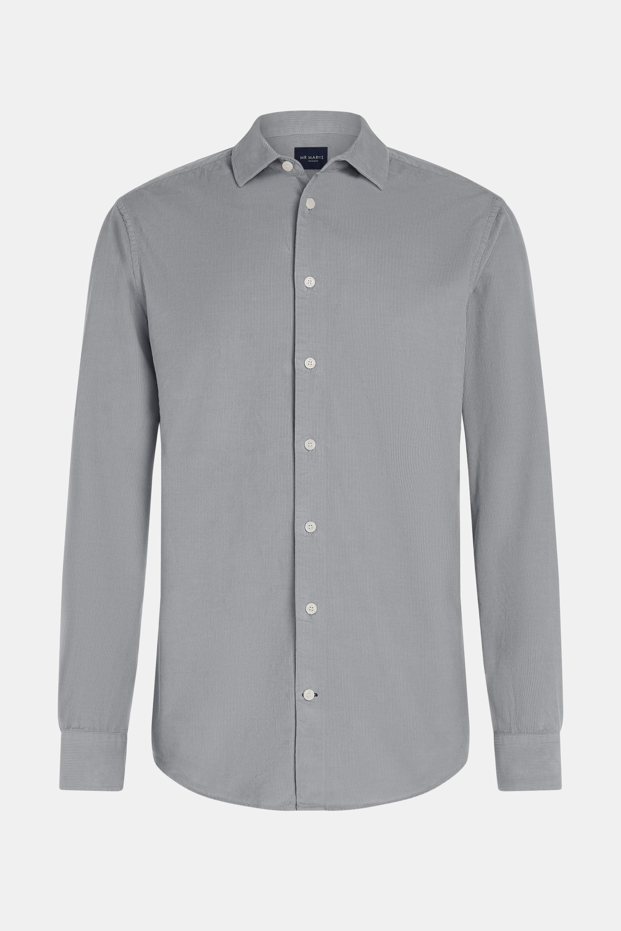 Heren corduroy overhemd met regular fit in grijs