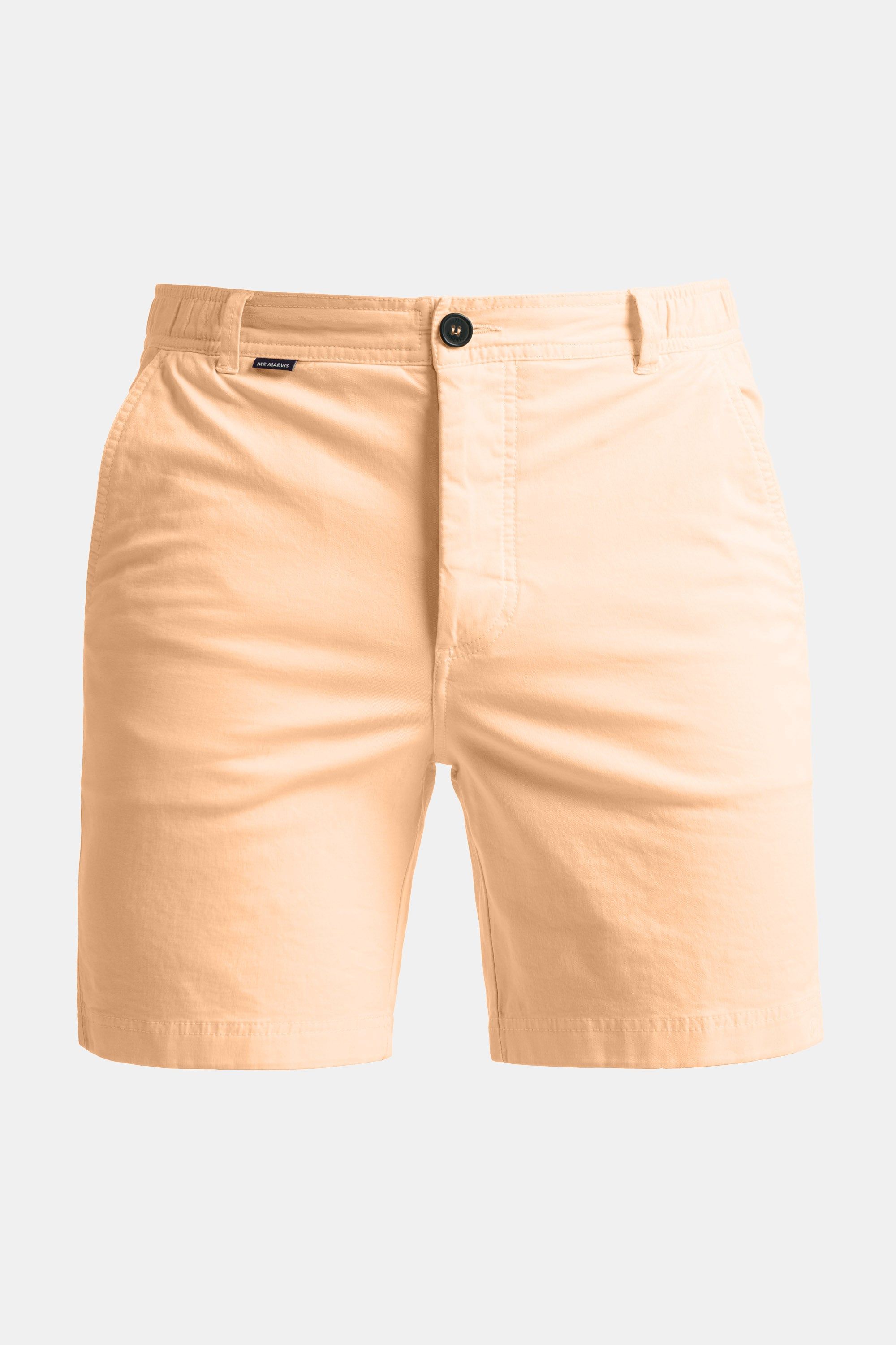 Mens stretch chino shorts in light orange