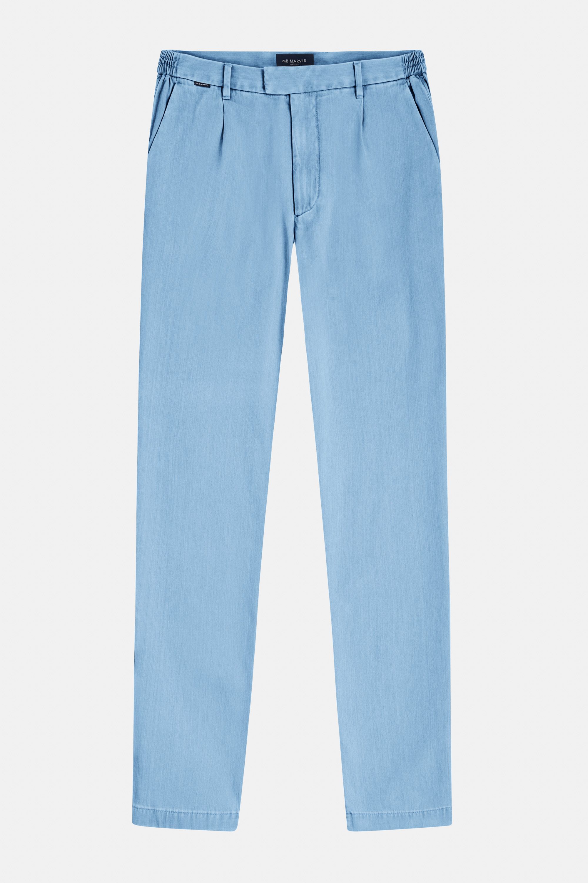 Heren geplooide chinos met relaxed fit in lichtblauw