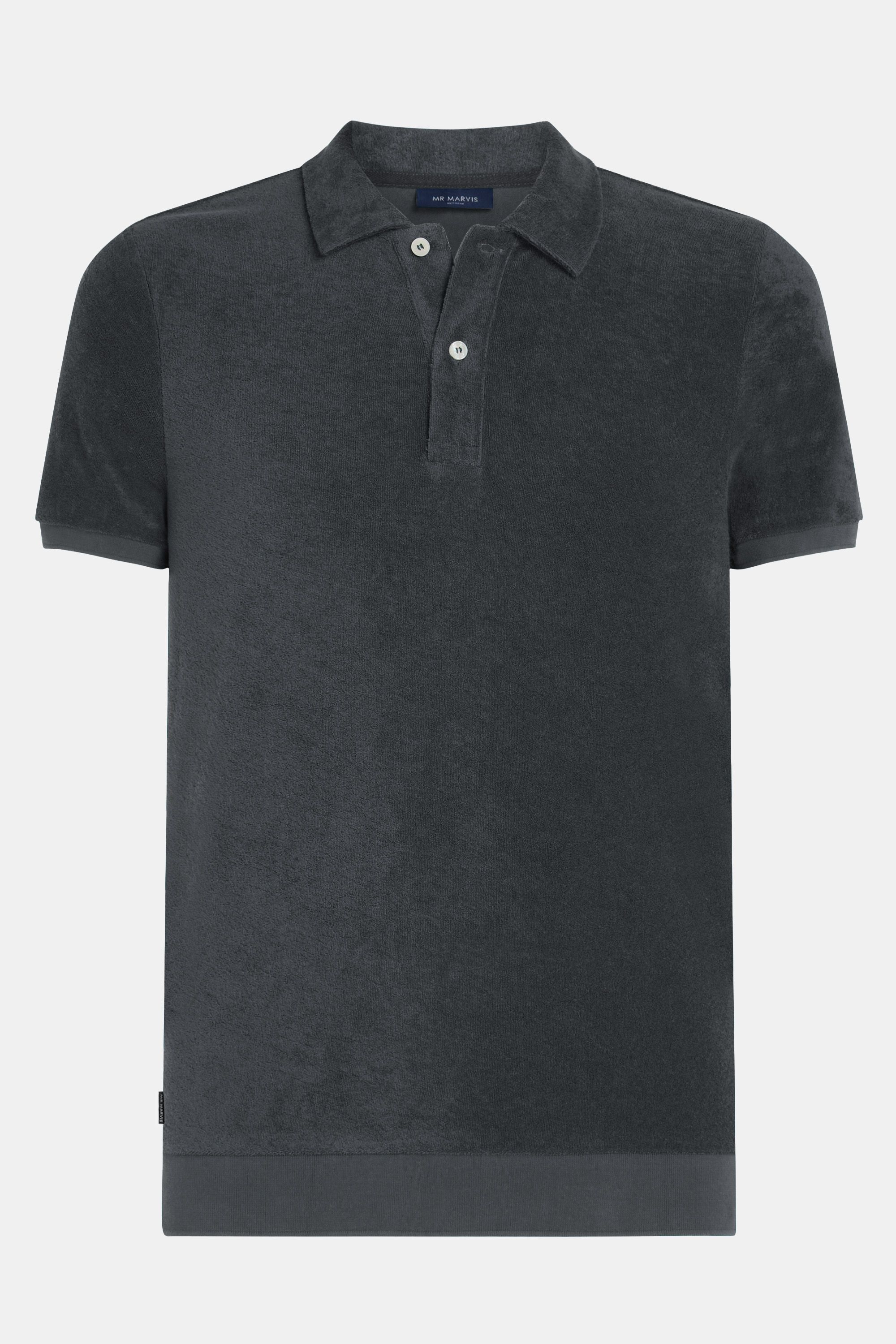 Mens towelling polo shirt in dark grey