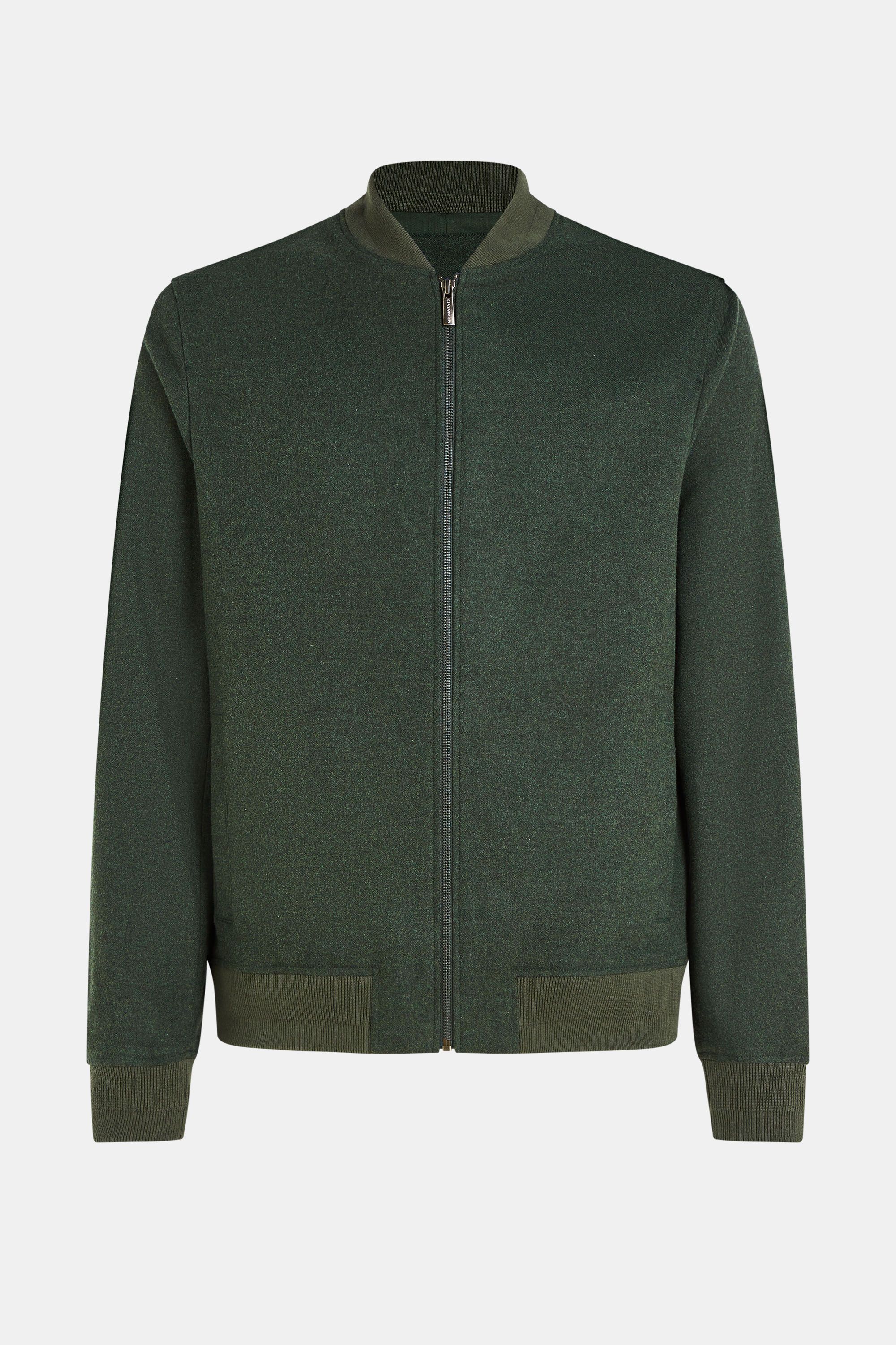 Mens flannel bomber jacket in dark green