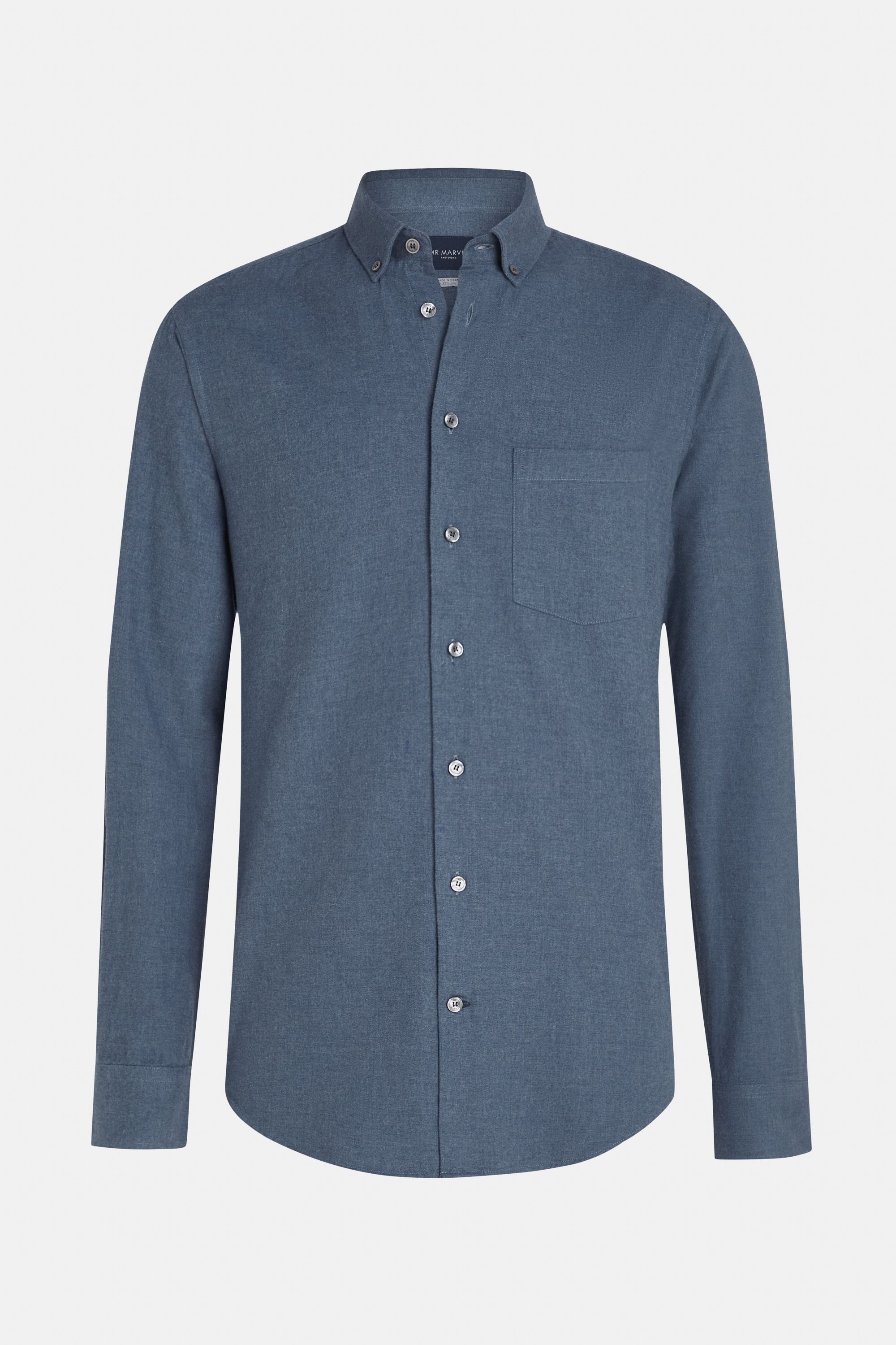 Herren Flanell-Button-Down-Hemd mit Standardmäßiger Passform in Blau