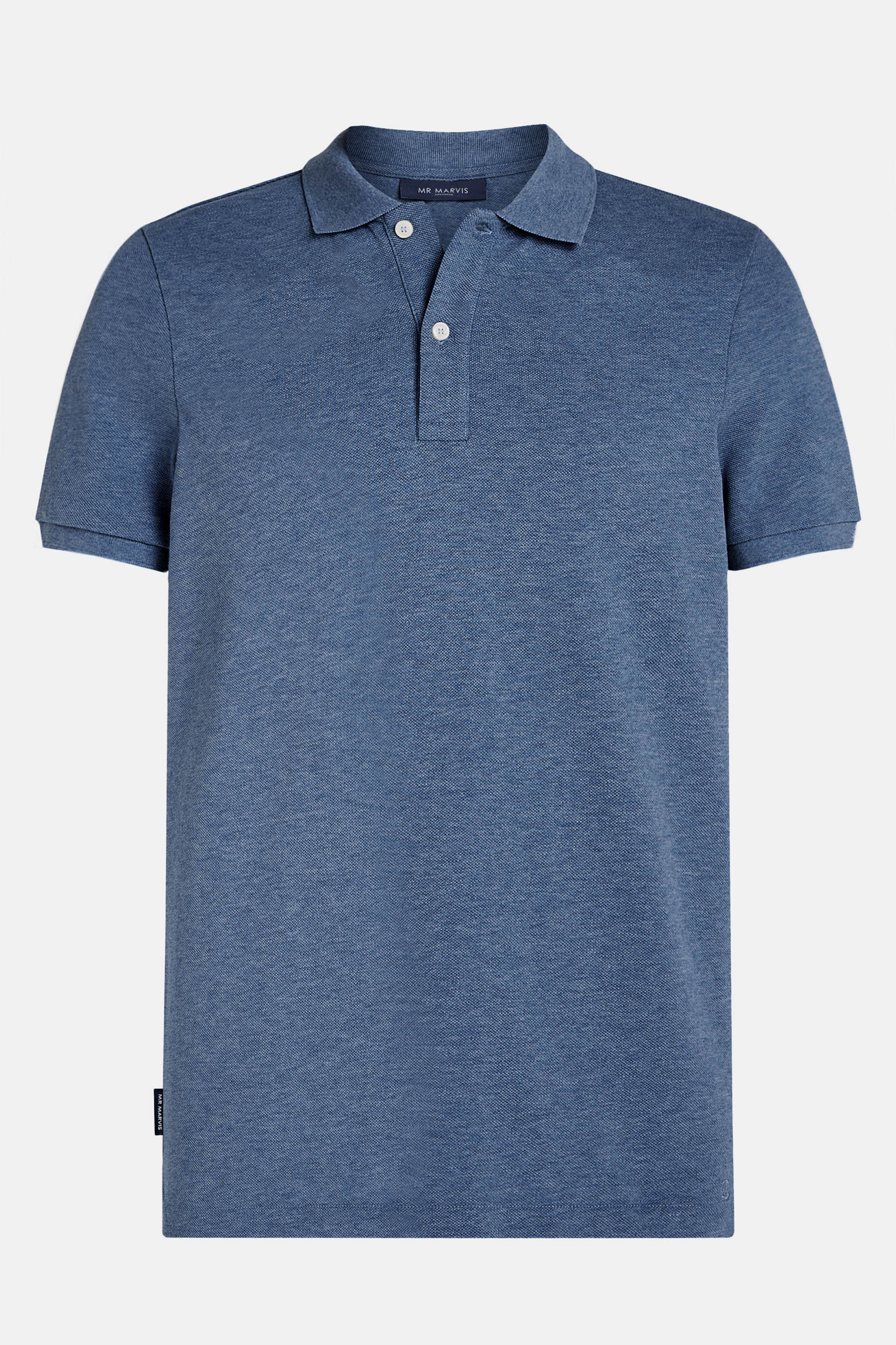 Mens pique polo with organic cotton in blue