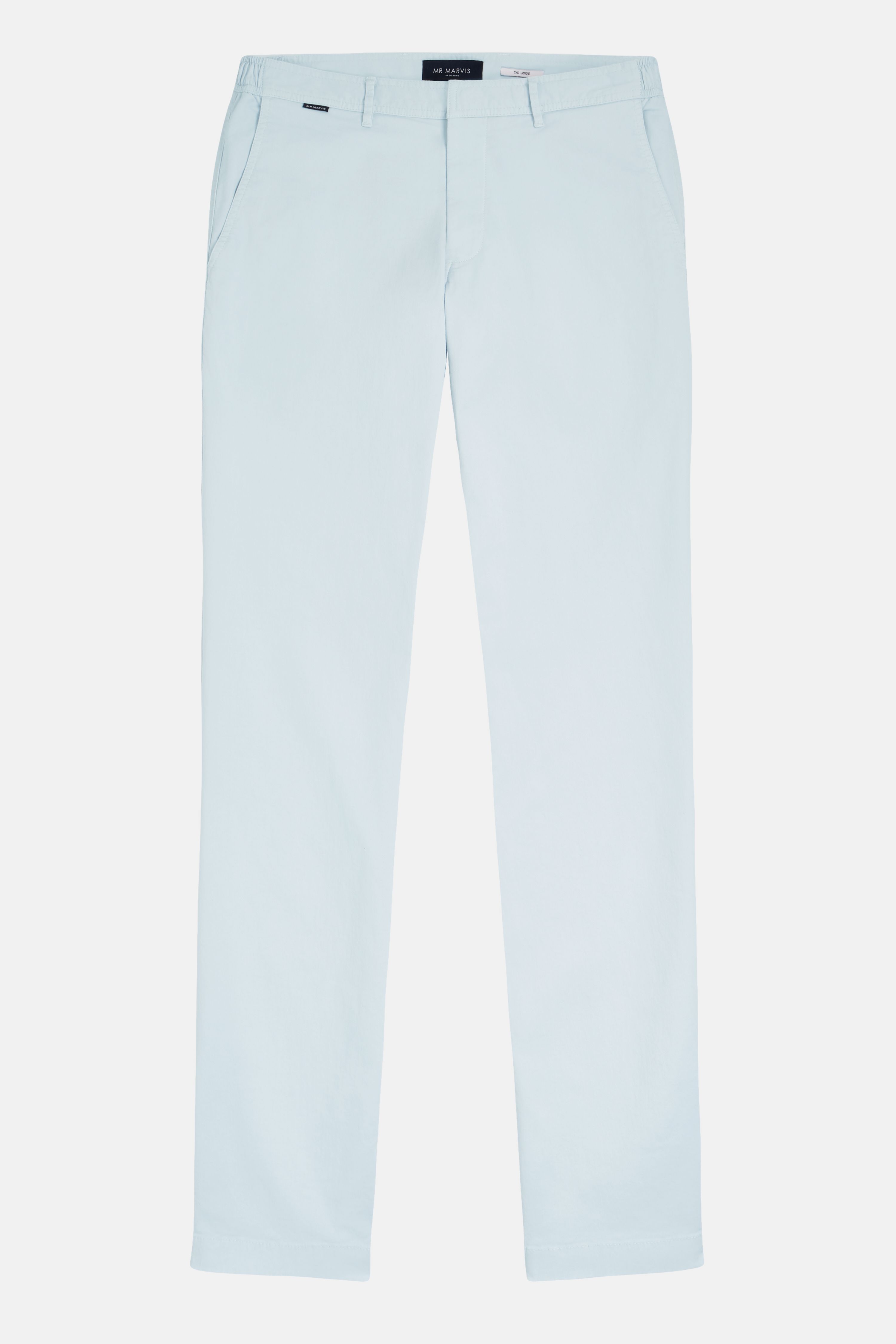 Heren stretch chinos met tailored fit in lichtblauw
