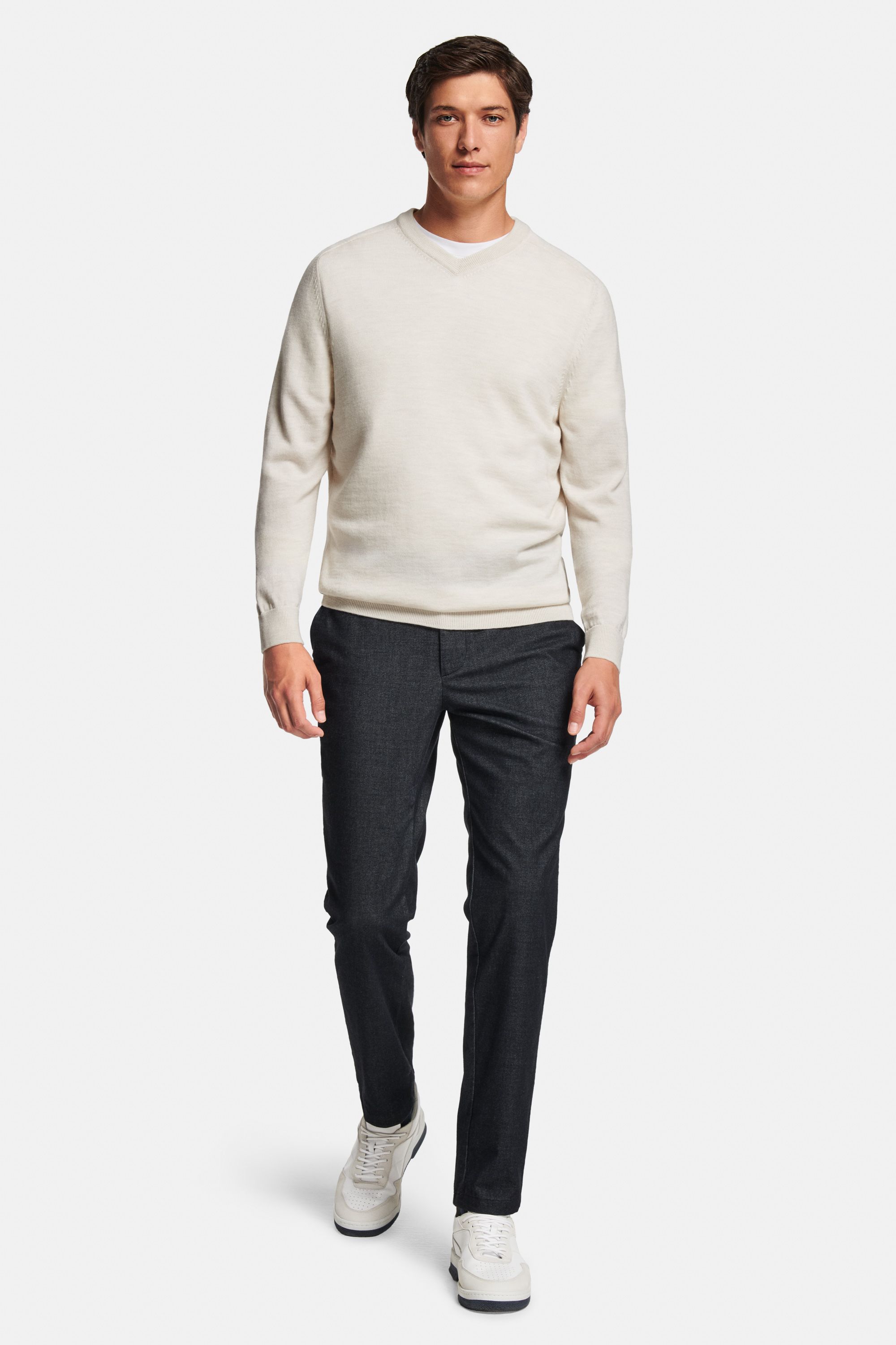 Wimbledons * The Heavy Tee, Coconuts * The Merino V-neck, Deeps * The Smart Easies