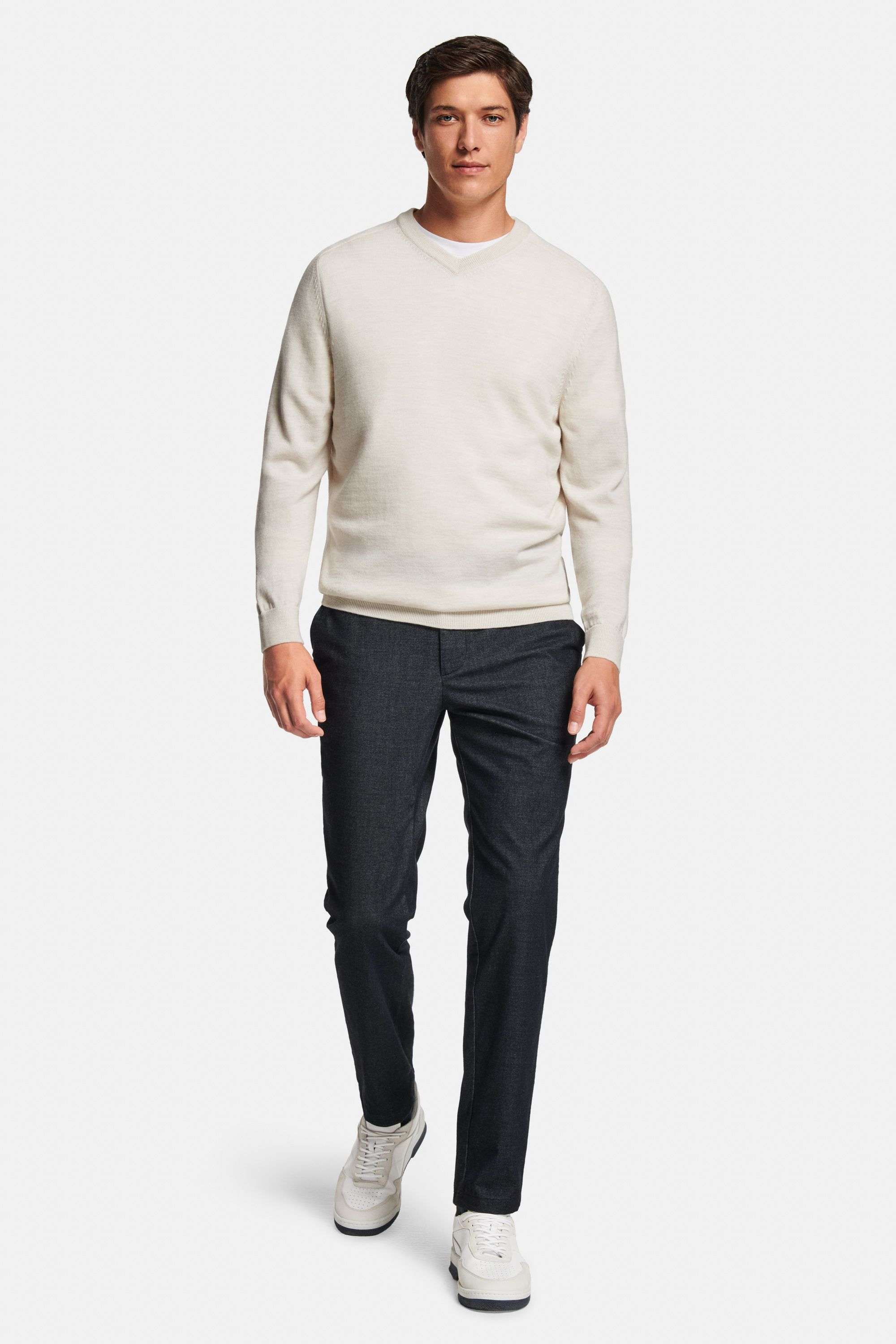 Wimbledons * The Heavy Tee, Coconuts * The Merino V-neck, Deeps * The Smart Easies