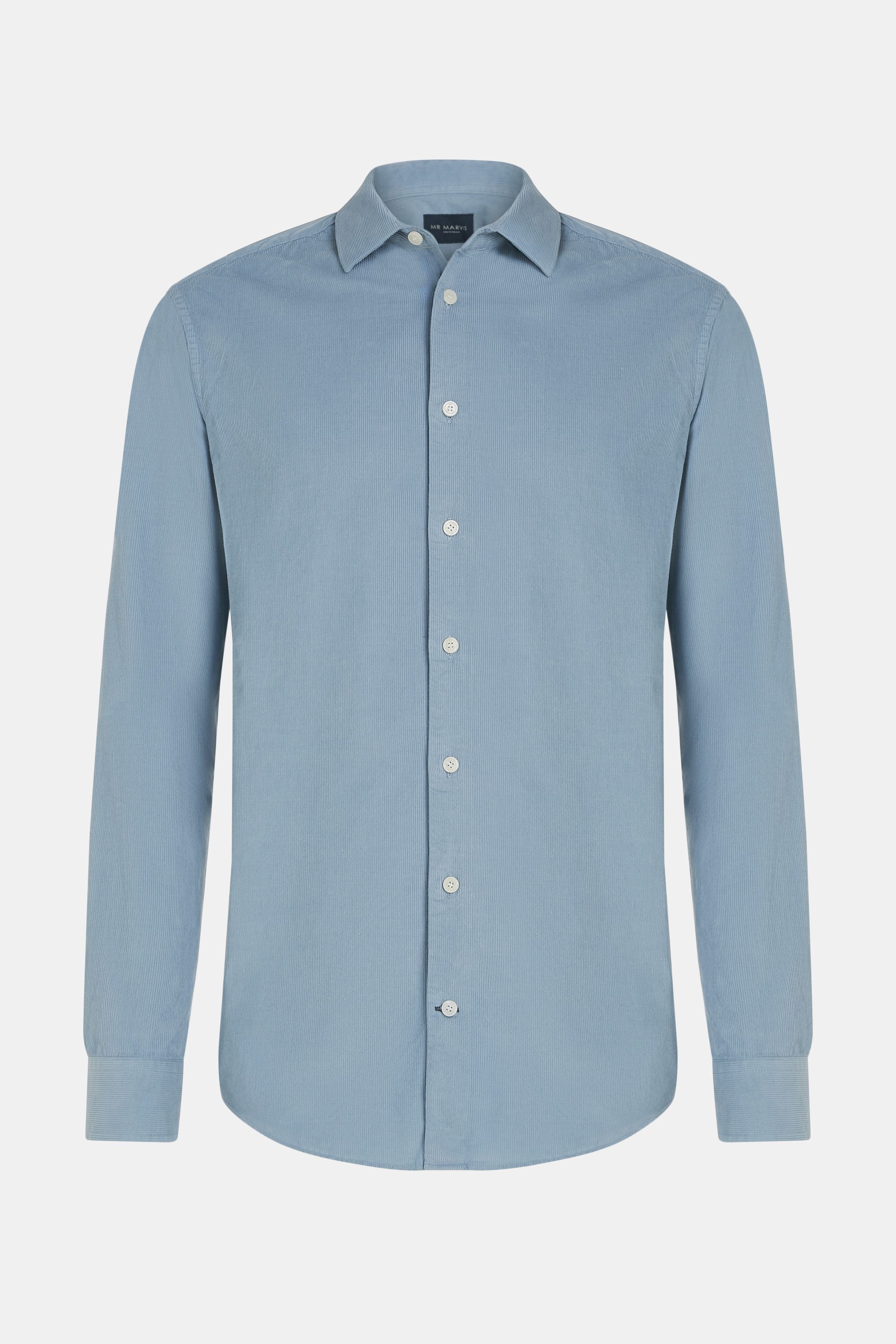 Mens corduroy shirt with regular fit in light grey blue