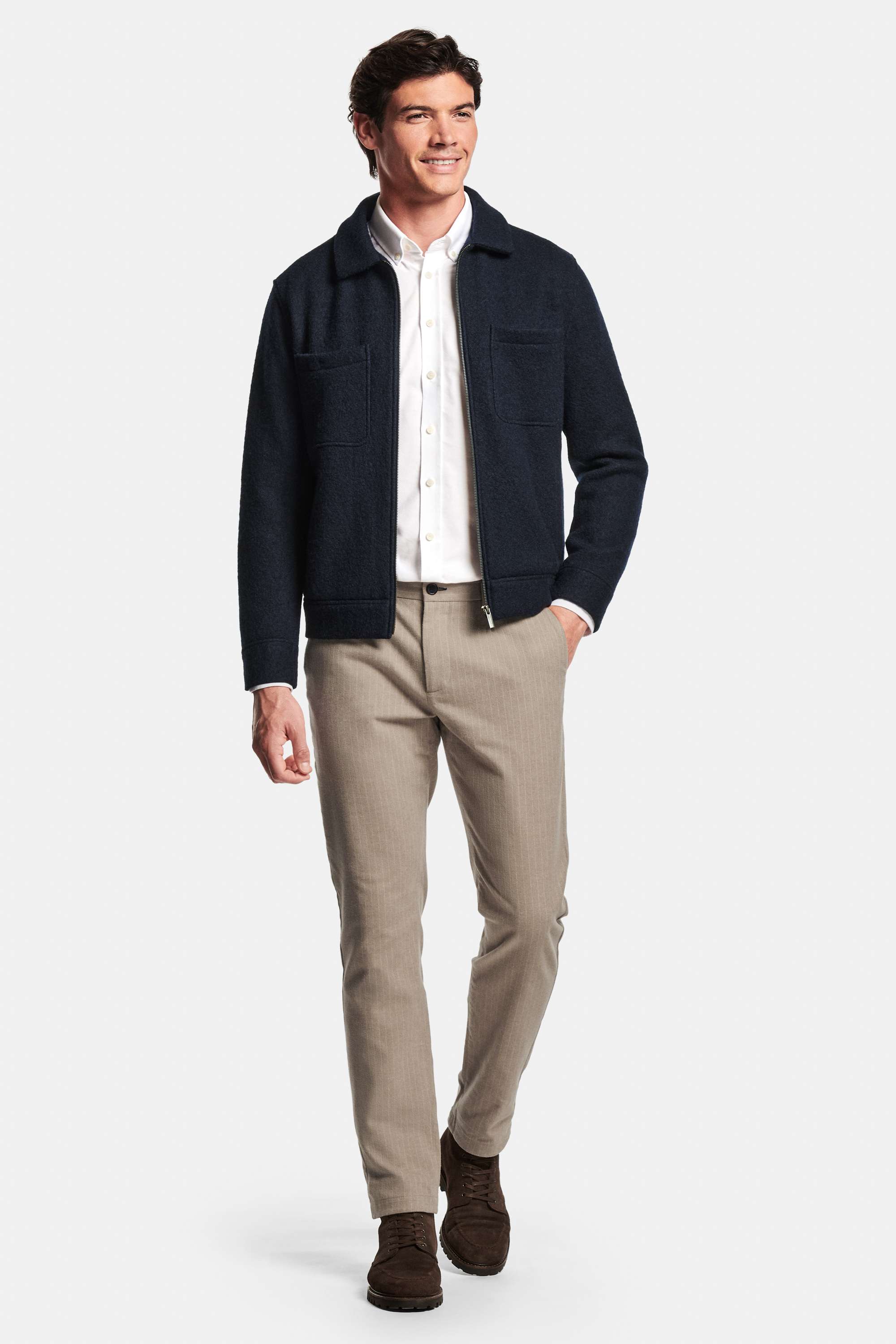Wimbledons * The Oxford Shirt, Cosmics * The Wool Zip Shacket, Baristas Pinstripe * The Flannels