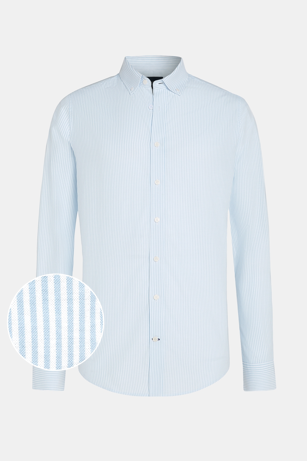 Mens button down oxford shirt with regular fit in light blue & white striped