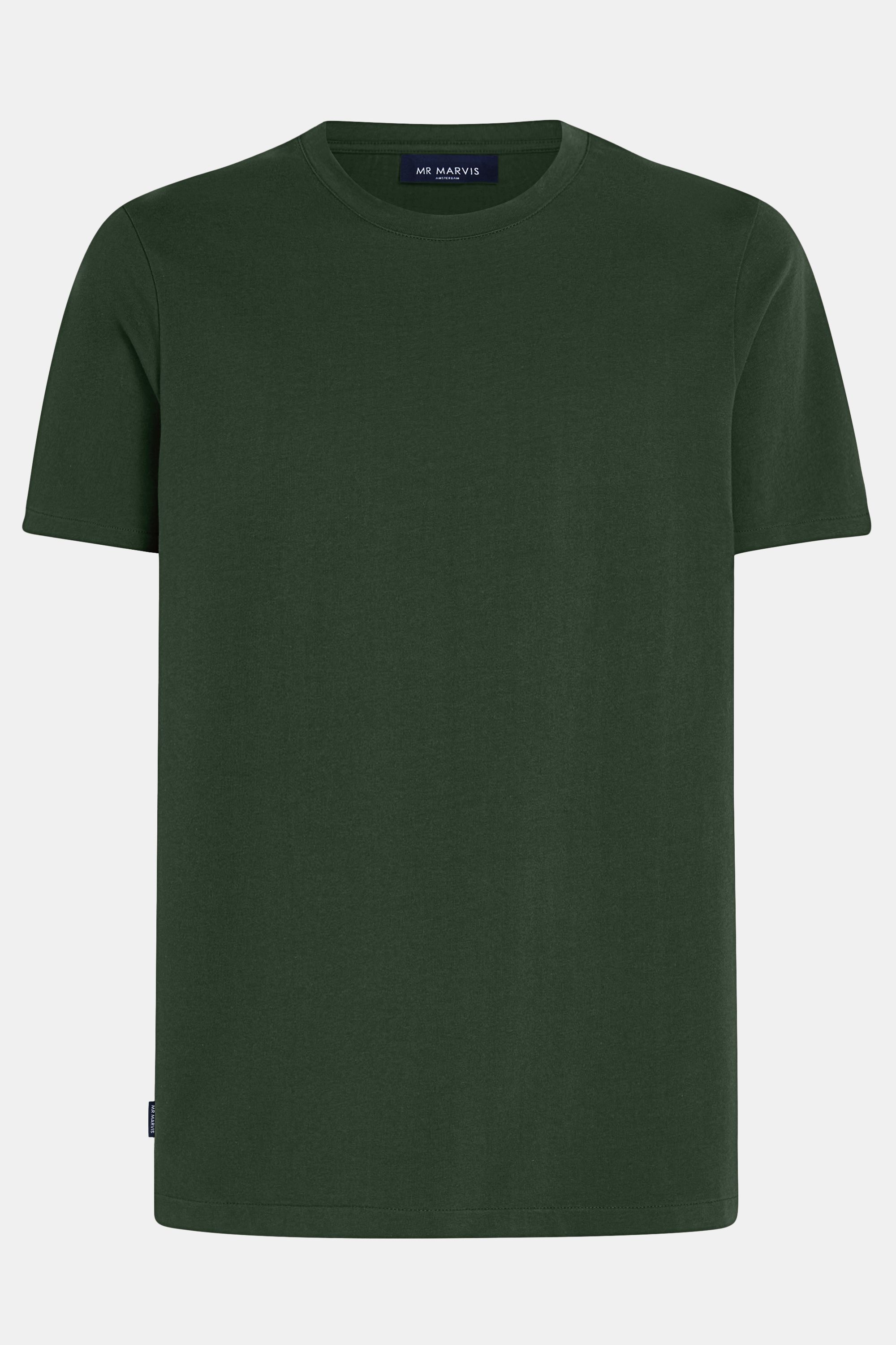 Mens heavyweight cotton crewneck T-shirt in dark army green