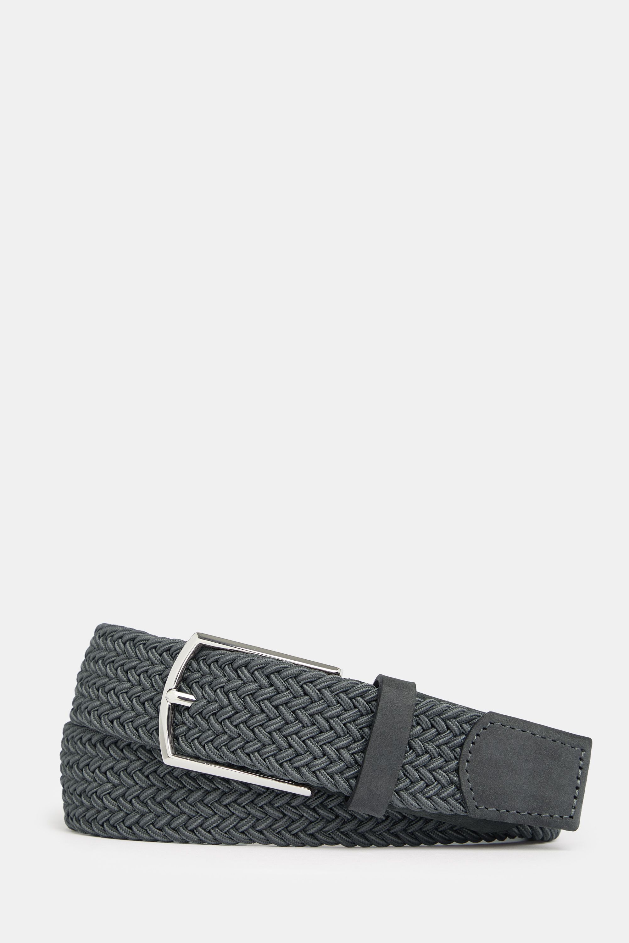 Ceinture tressée stretch pour homme avec détails en nubuck en gris classique