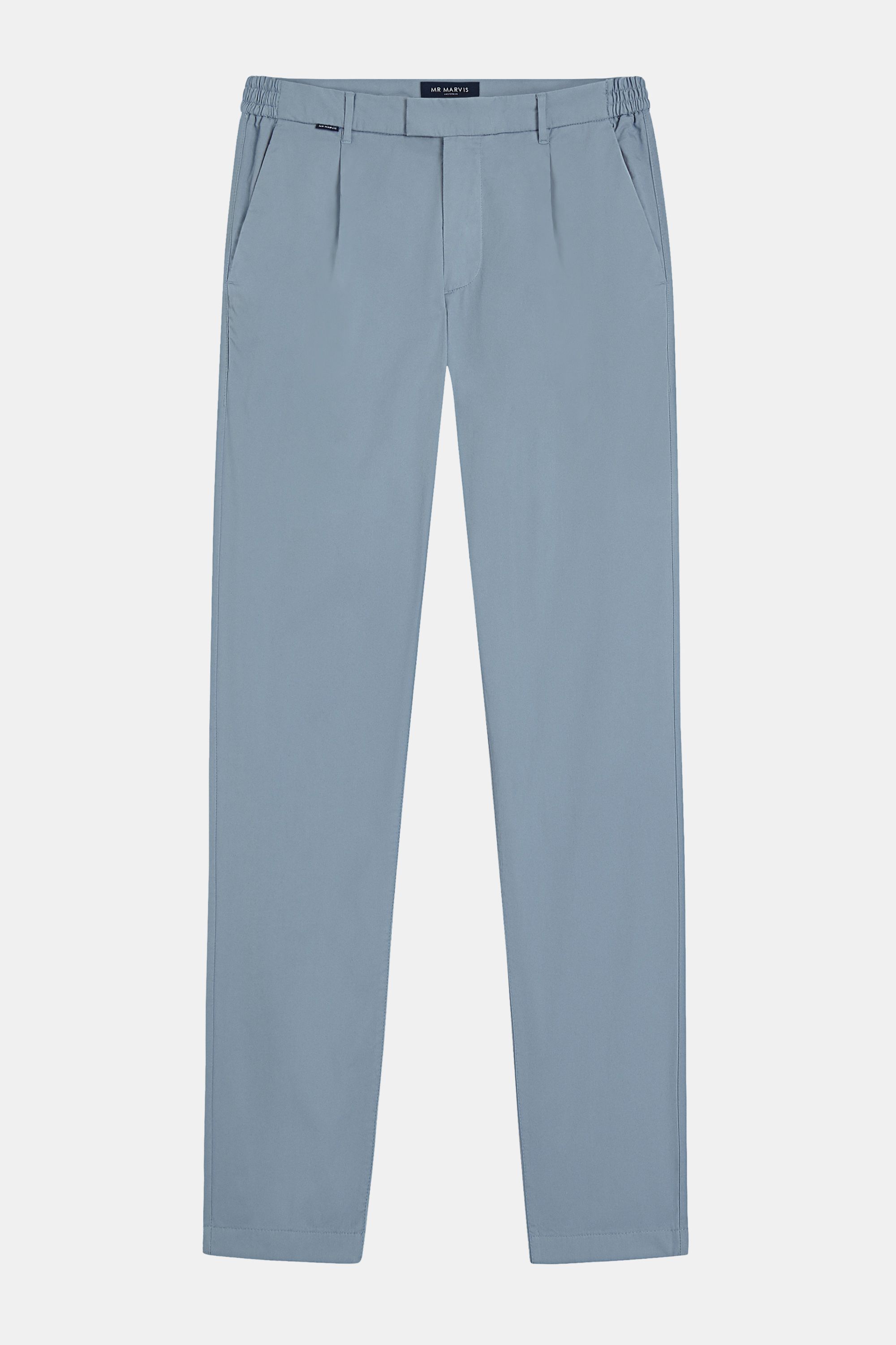 Heren geplooide chinos met relaxed fit in licht grijzeblauw