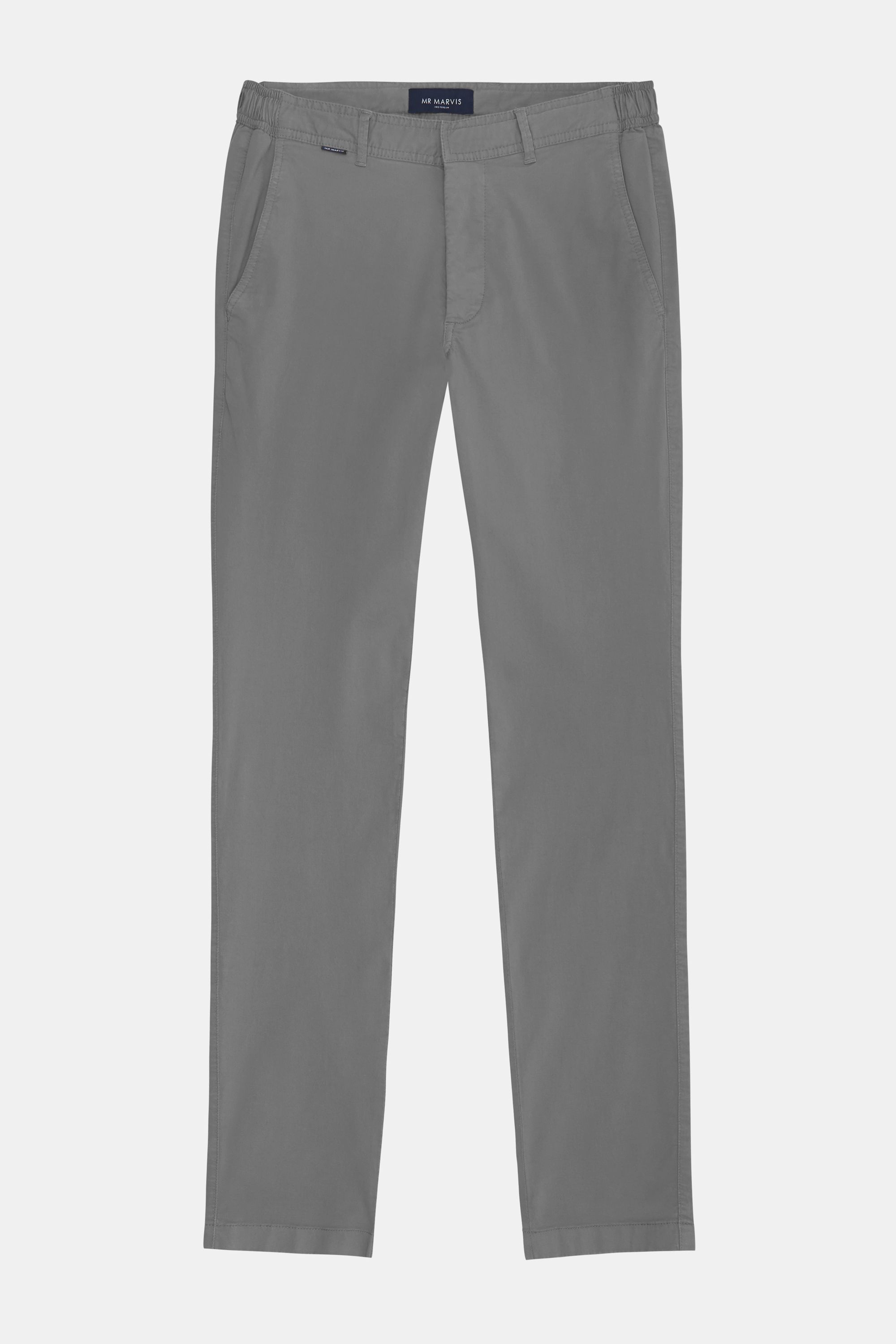 Mens stretch chinos with tailored fit in classic grey