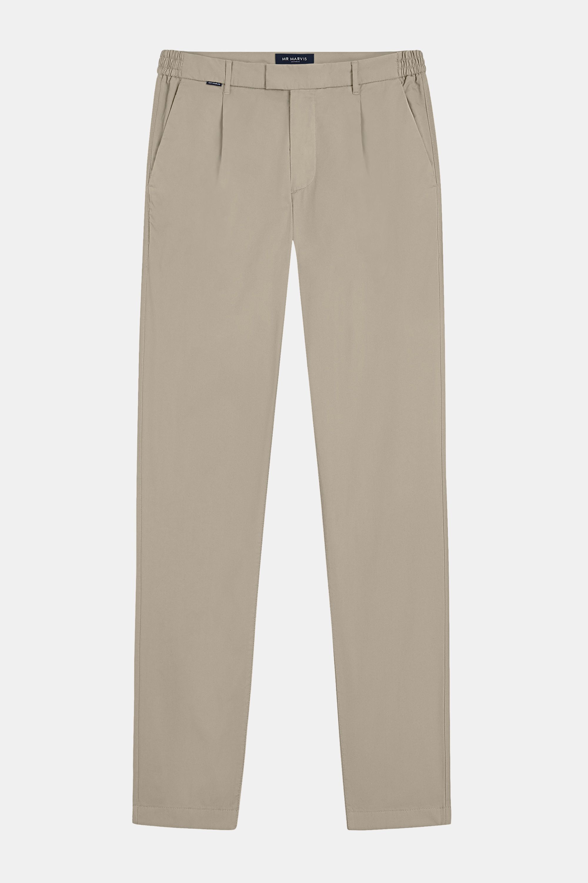 Mens pleated chinos with relaxed fit in dark sand