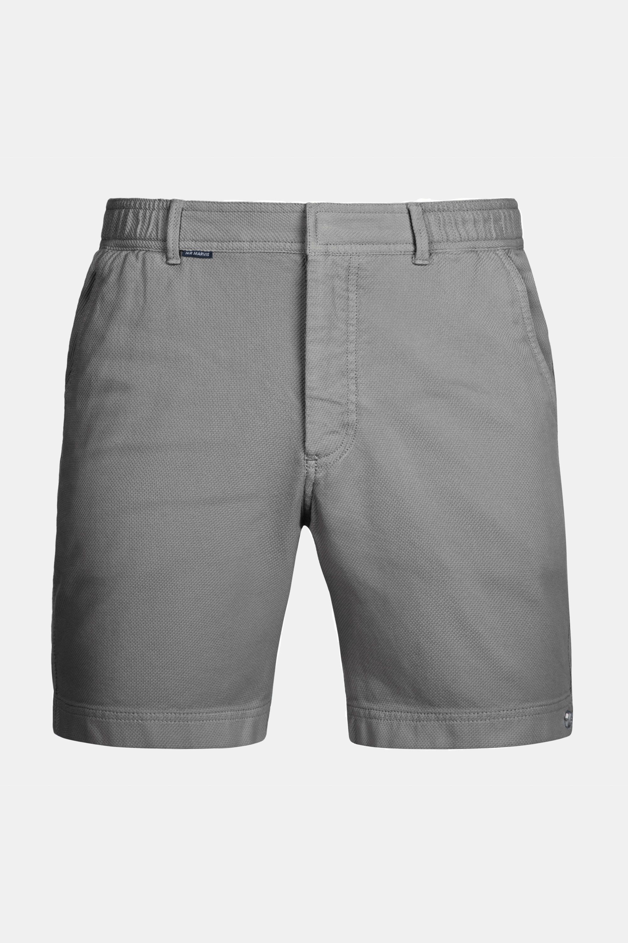 Heren piqué short in klassiek grijs