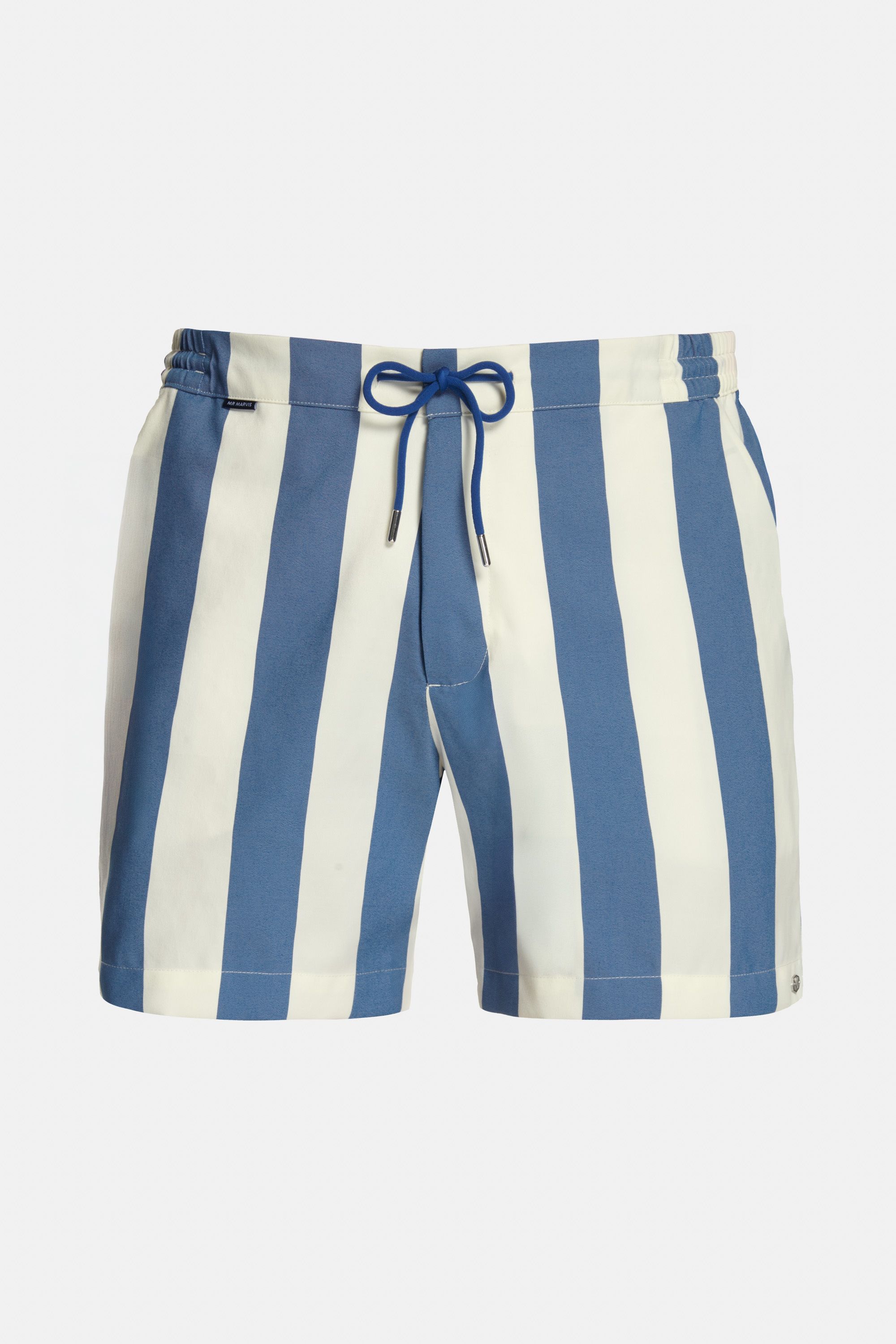 Herren Badeshorts mit breiten Streifen in Blau-Weiß