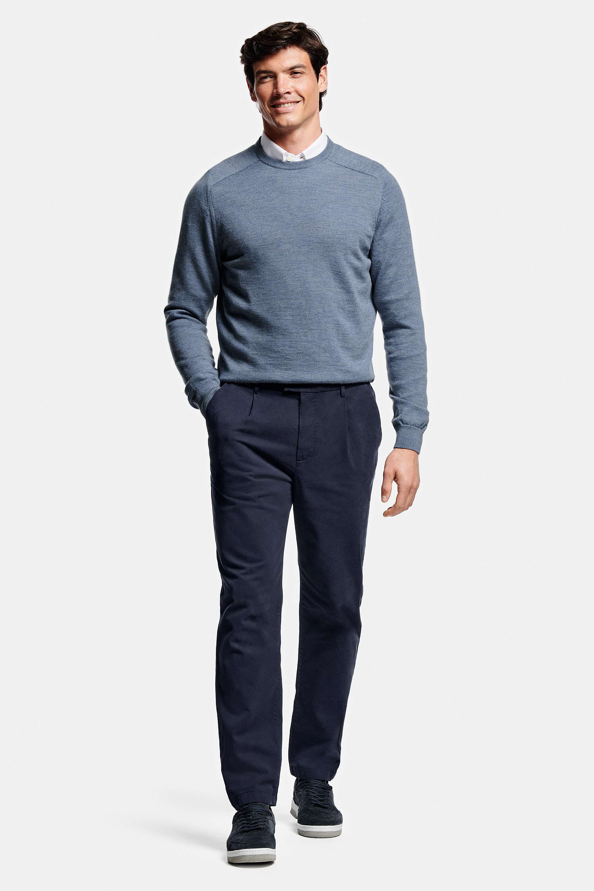 Wimbledons * The Oxford Shirt, Mavericks * The Merino Pullover, Deeps * The Heavy Classics, Deeps * The Suede Sneakers