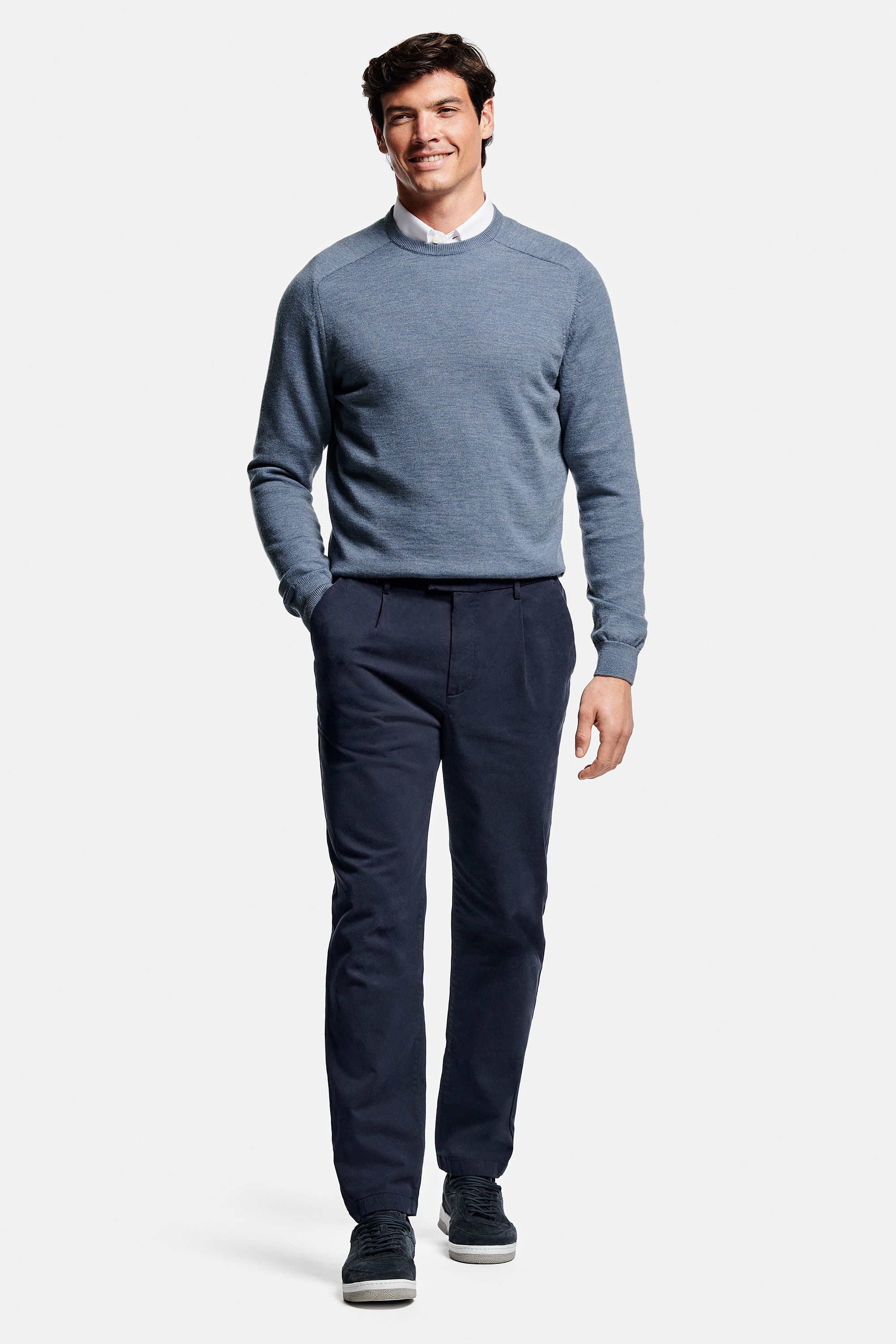 Wimbledons * The Oxford Shirt, Mavericks * The Merino Pullover, Deeps * The Heavy Classics, Deeps * The Suede Sneakers