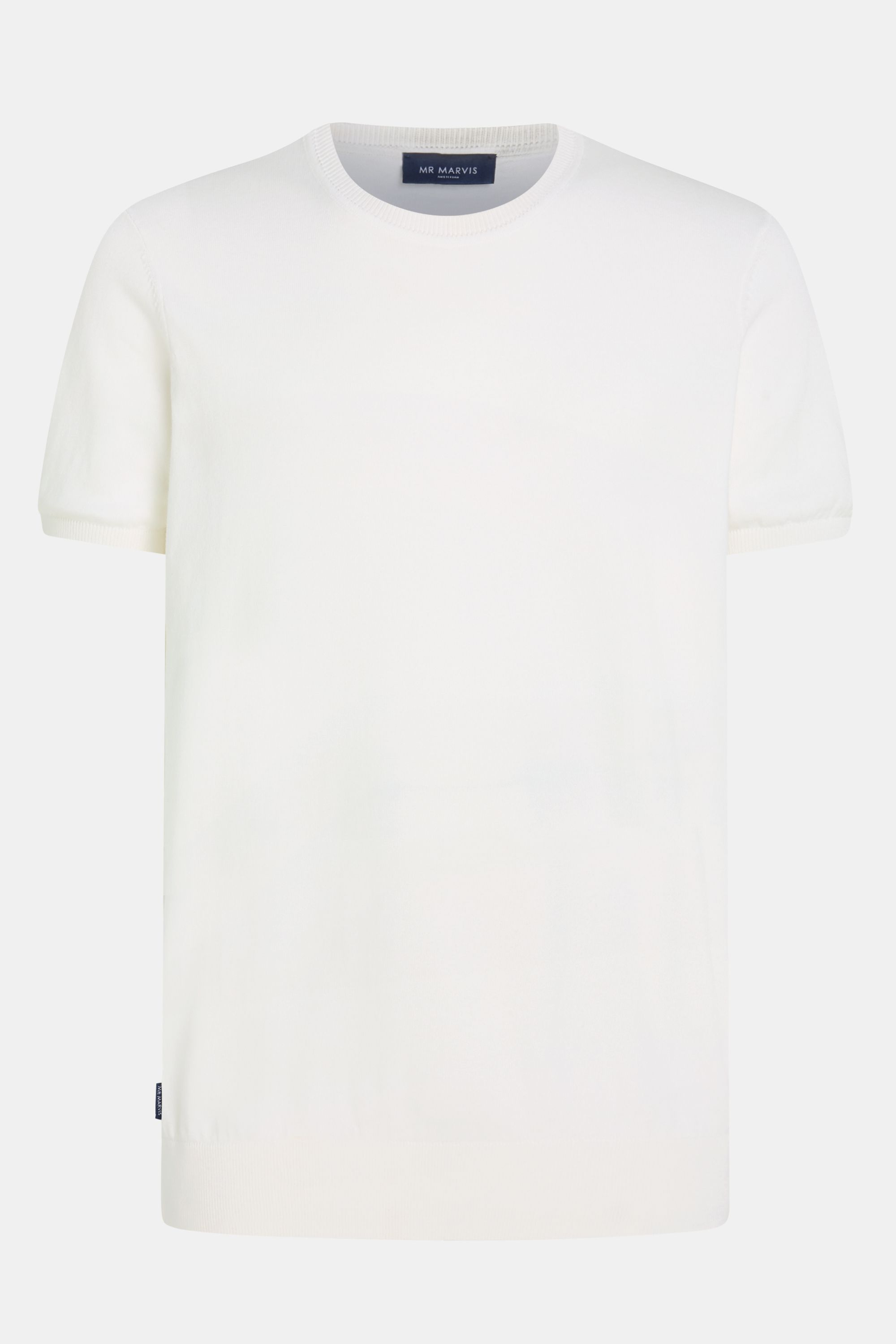 Mens knitted crewneck T-shirt in off white