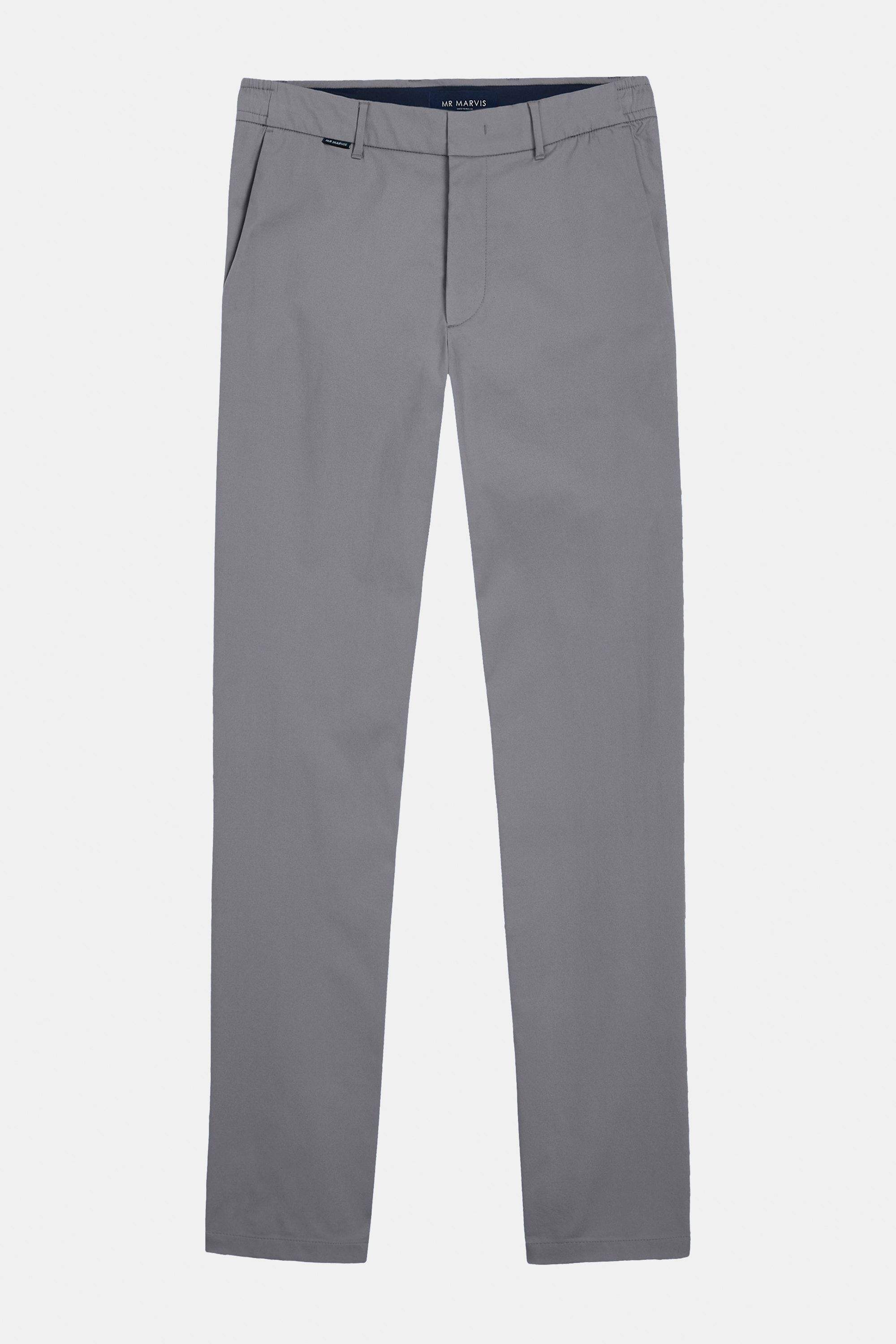Mens stretchy and water resistant chinos with tapered fit in classic grey