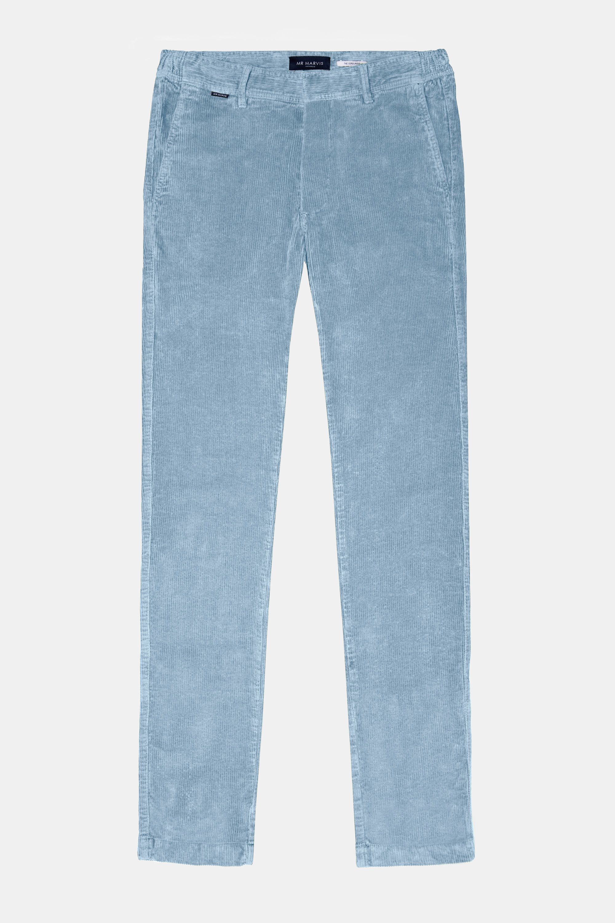 Pantalon en velours côtelé pour homme à coupe classique en bleu gris clair