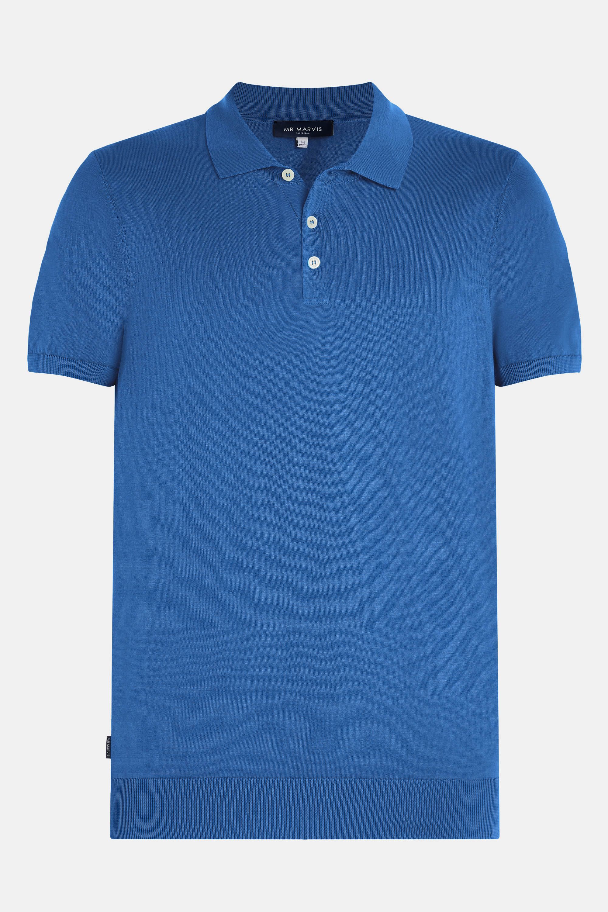 Polo in maglia fine da uomo in blu brillante