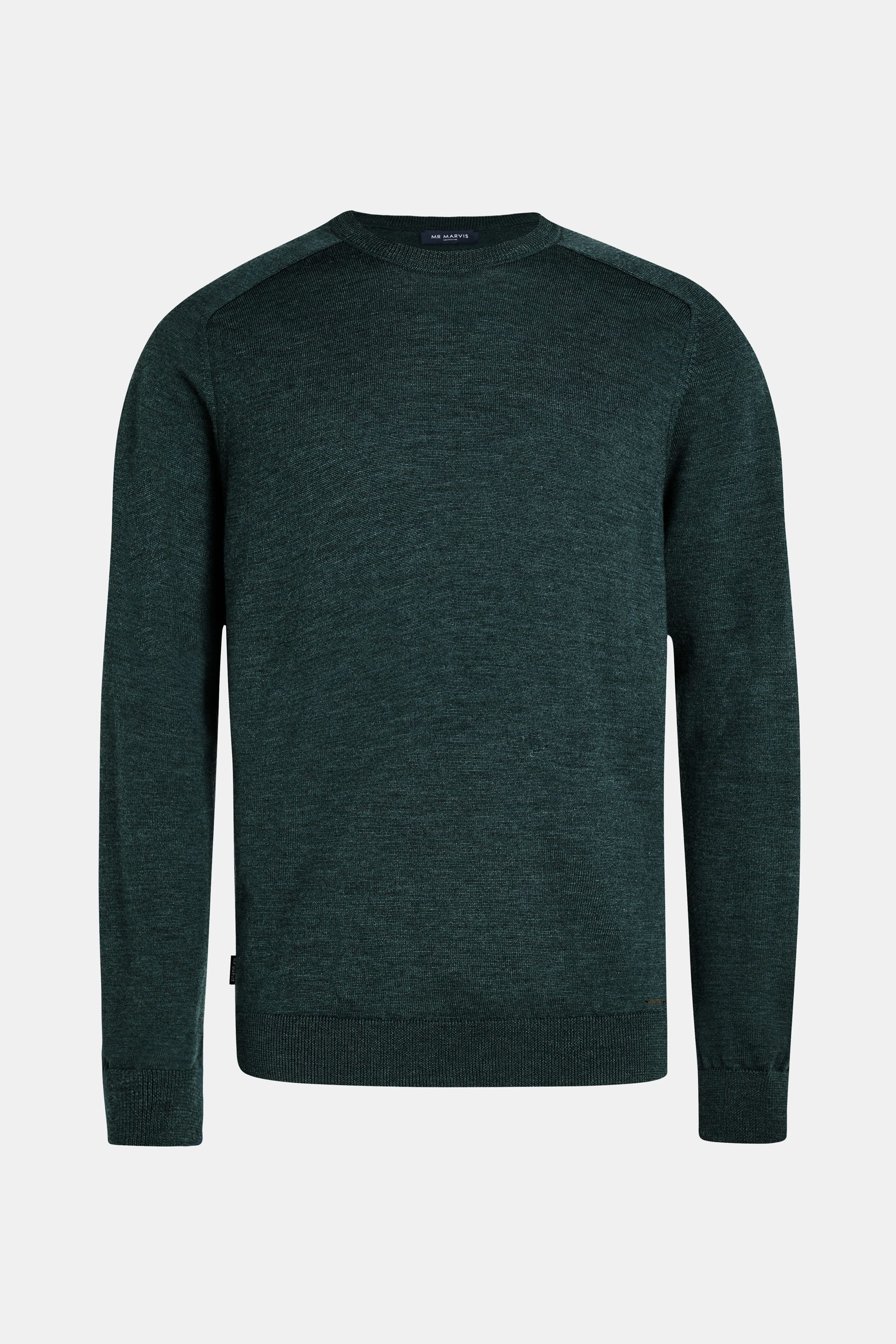 Pull en laine mérinos pour homme à col rond en vert classique