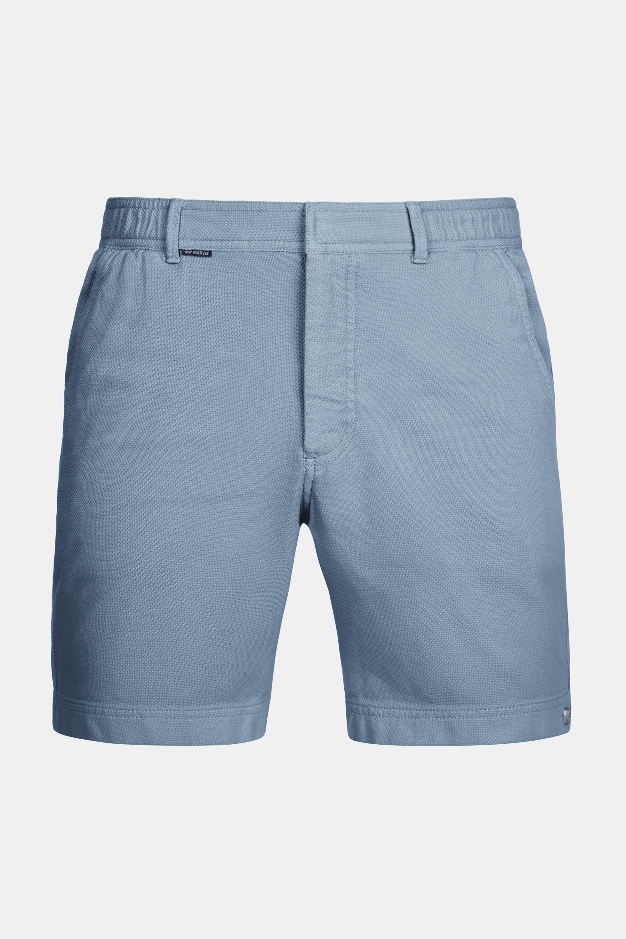 Heren piqué short in licht grijzeblauw