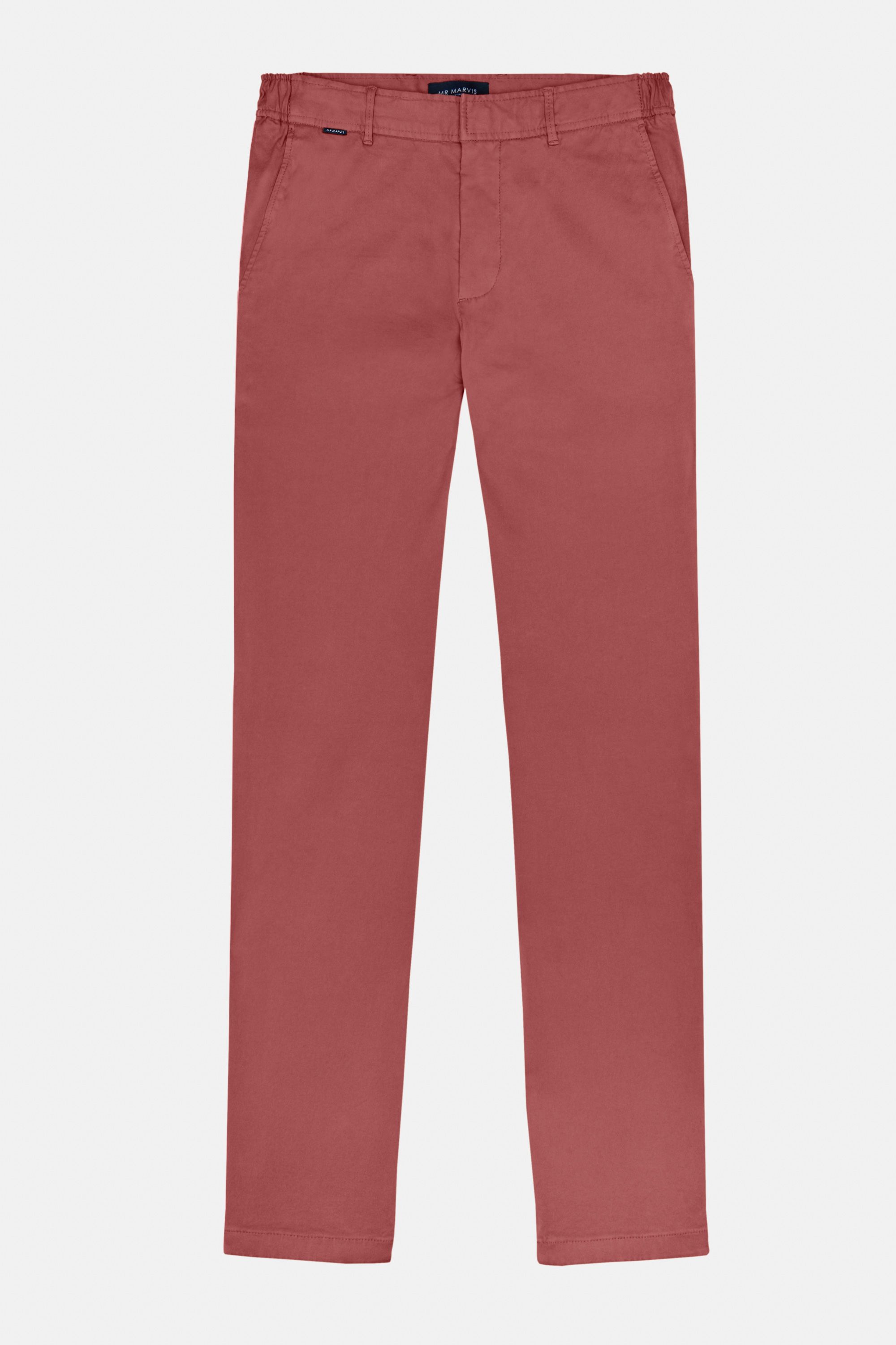 Heren warme winterchinos met tapered fit in licht karmijnrood