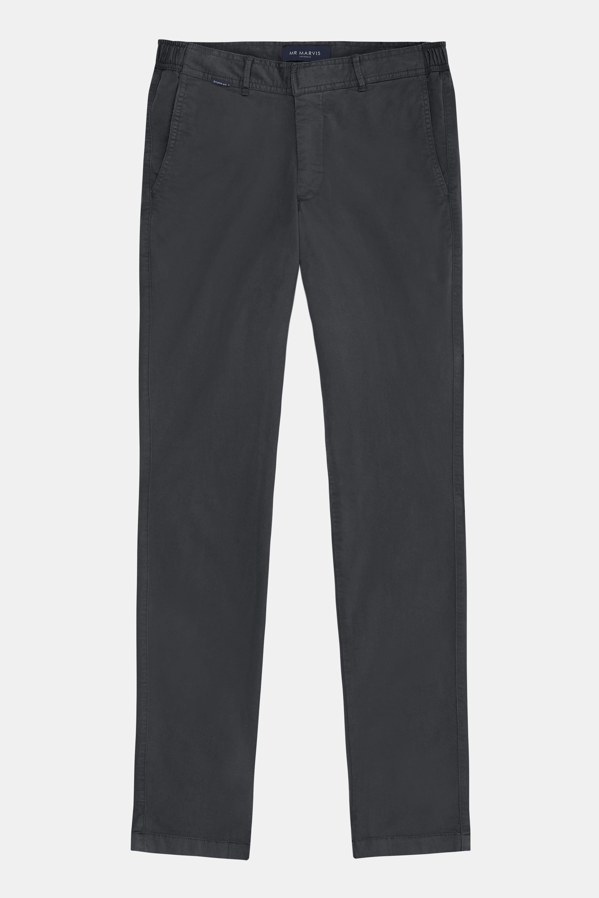 Heren stretch chinos met tailored fit in donkergrijs
