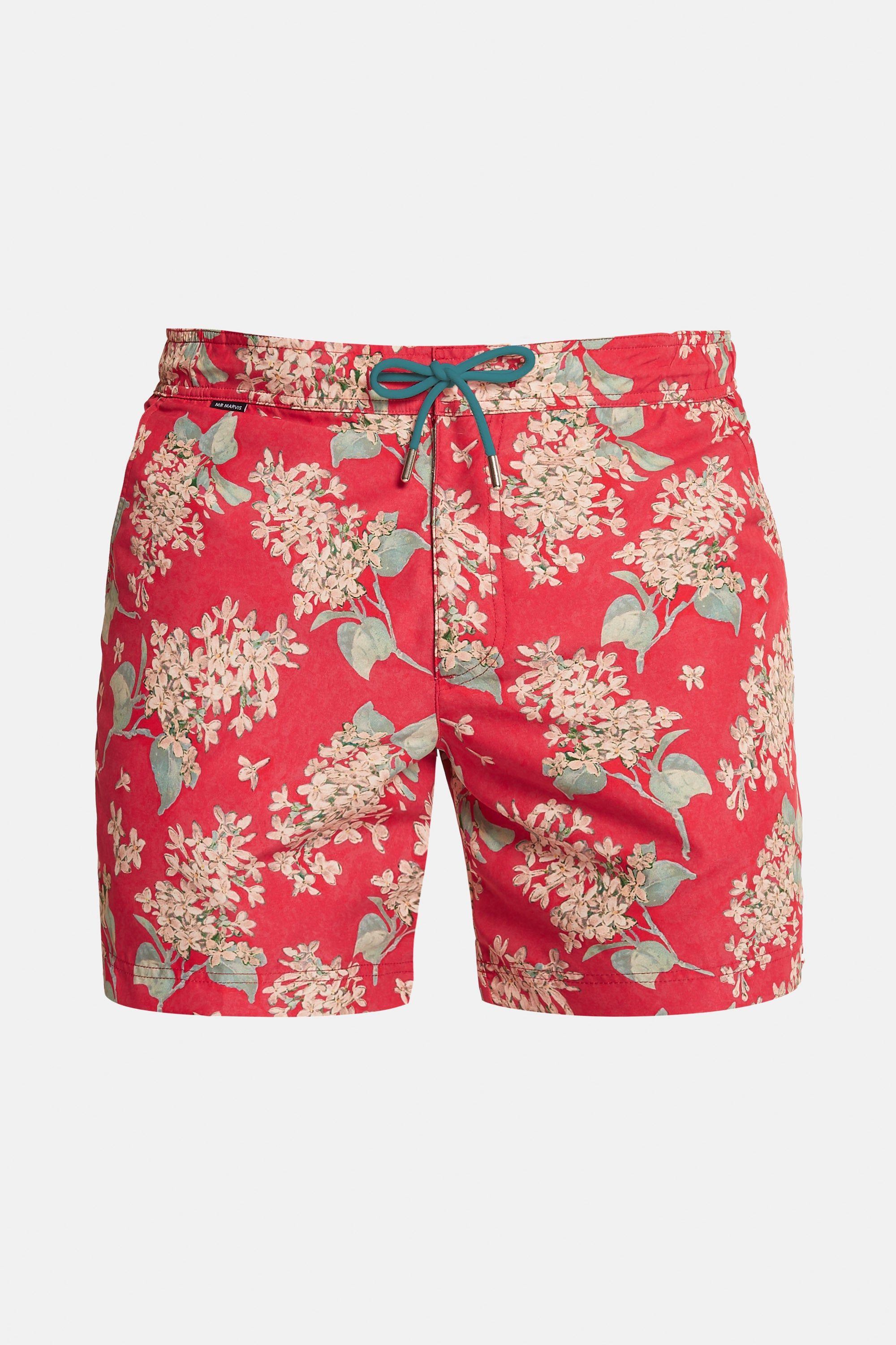 Mens quick-drying printed swim shorts in floral print