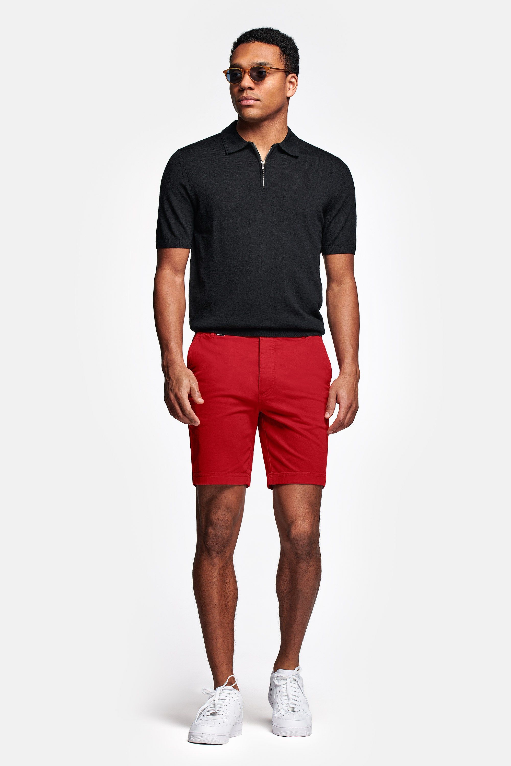 Black and red polo shorts online