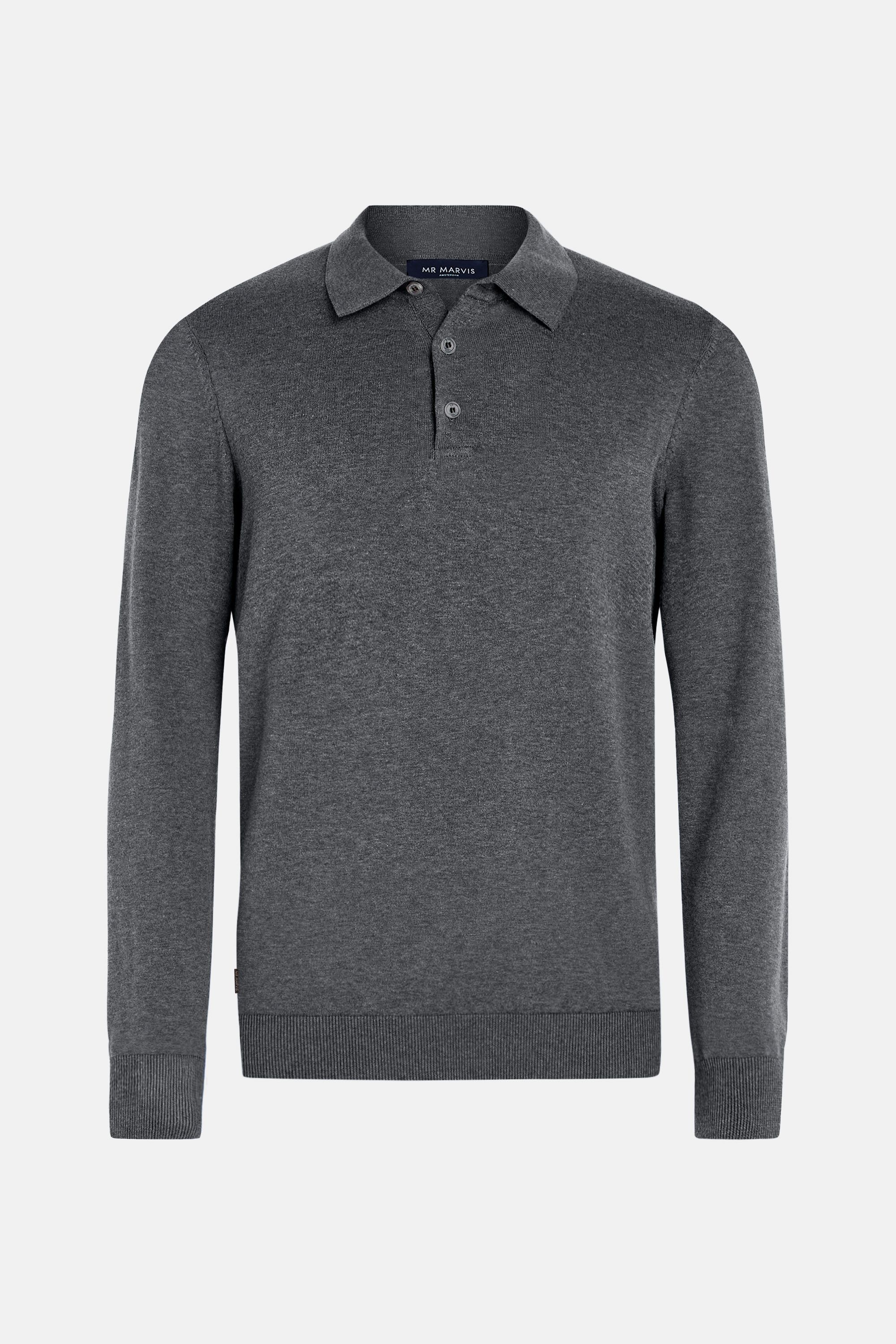 Mens long-sleeve polo in dark grey